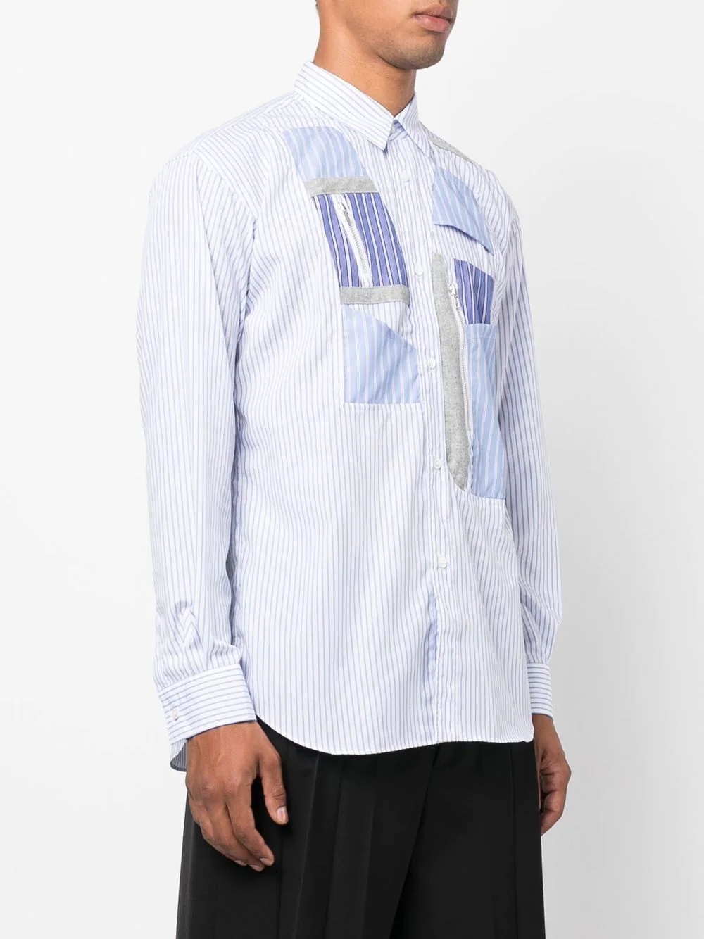 patchwork-panel button-up shirt - 3