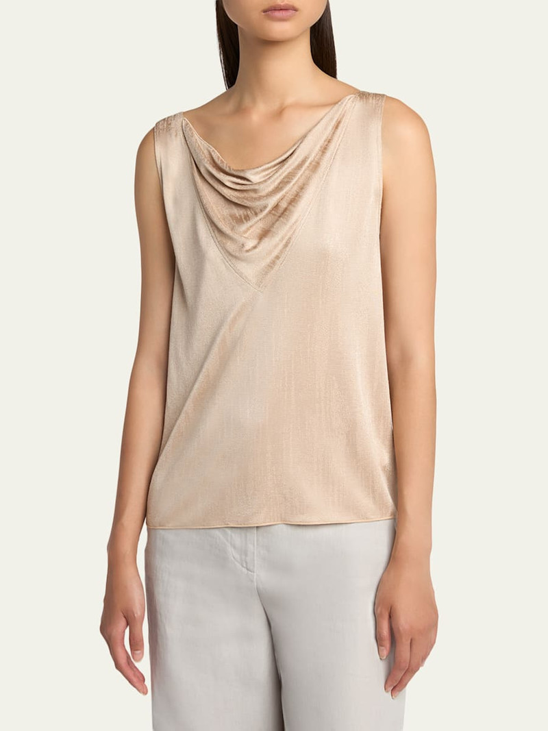 Cowl-Neck Metallic Jersey Top 4