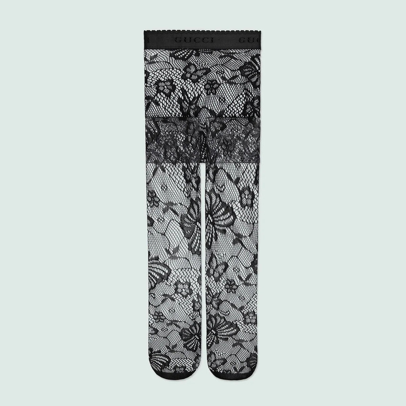 Nylon tights with butterfly motif 1