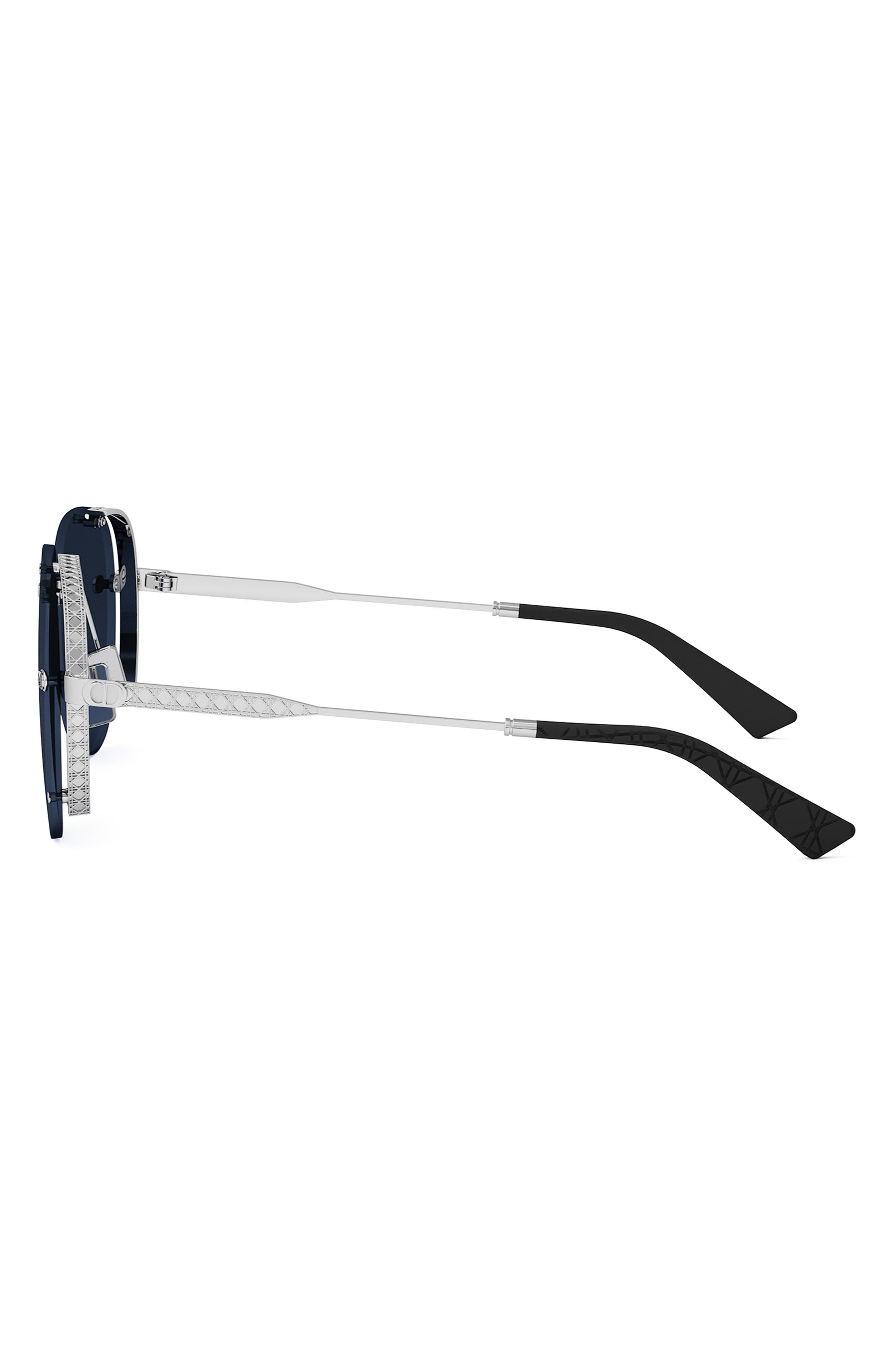 NeoDior A1U 61 Pilot Sunglasses in Shiny Palladium /Blue at Nordstrom - 3