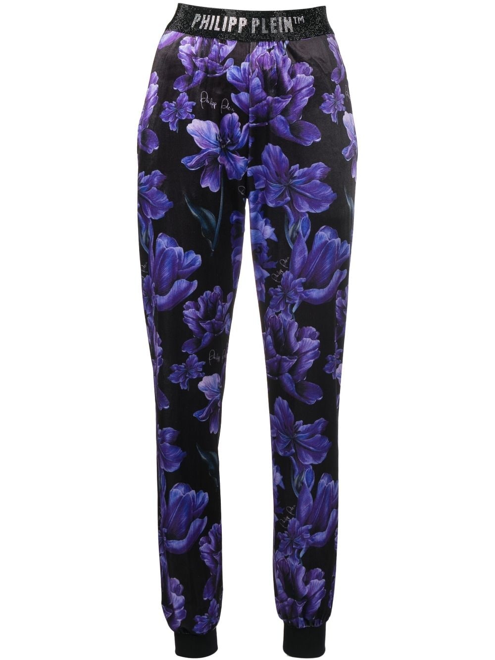 floral-print logo-appliqué track pants - 1