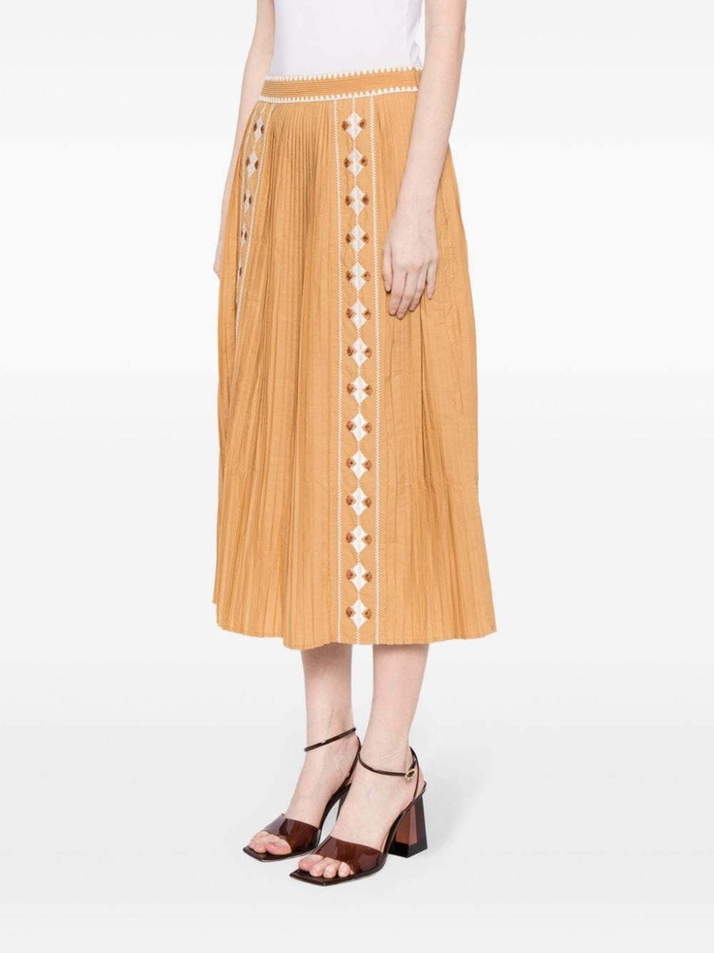 Sabina embroidered cotton-poplin skirt - 3
