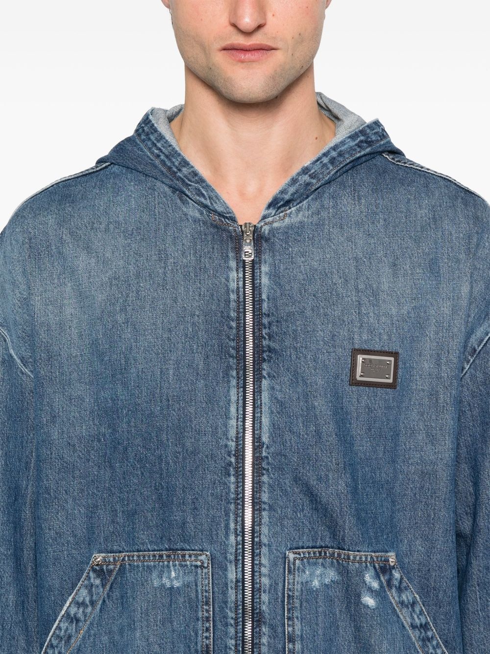 hooded denim jacket - 5