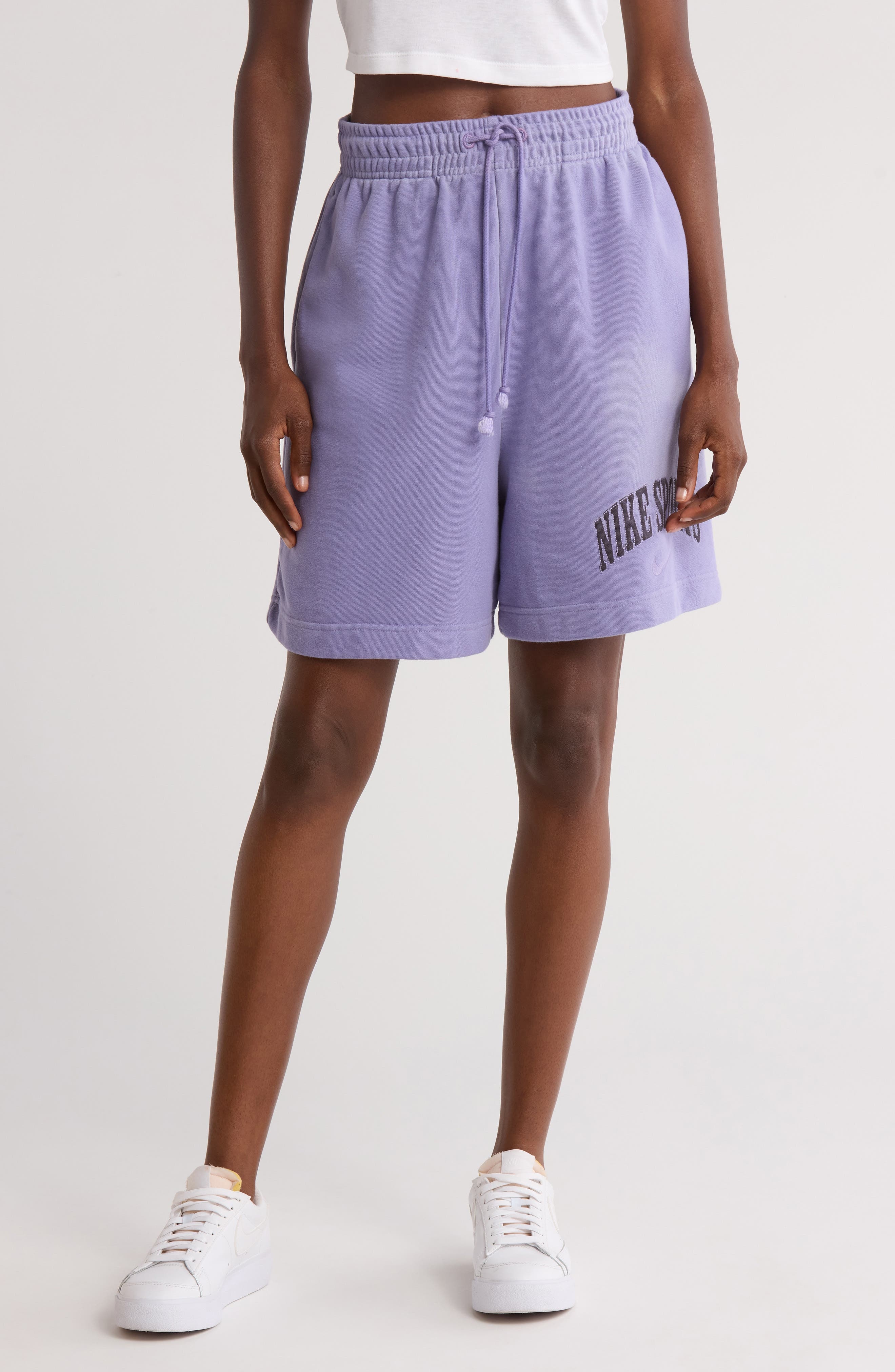 Nike Sportswear Phoenix French Terry Drawstring Shorts in Dusty Amethyst at Nordstrom - 1