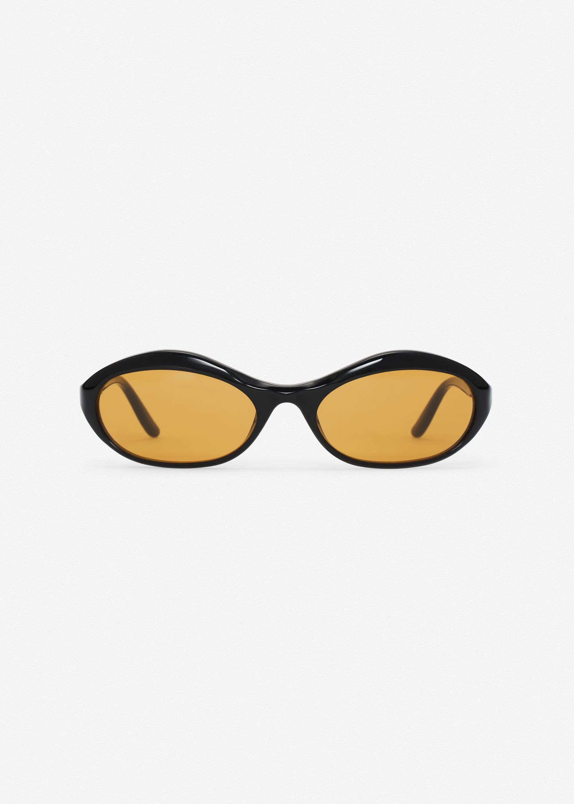 Oval sunglasses in black with yellow lenses - 1