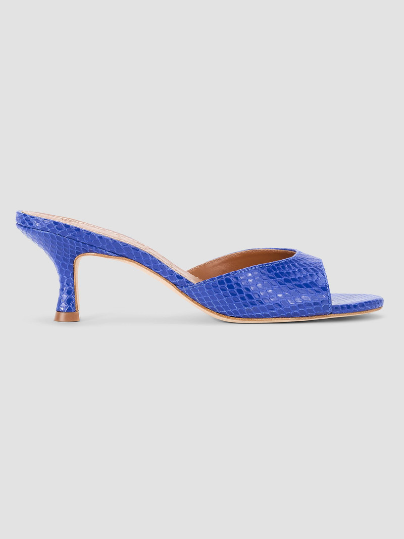 Women's Brigitte 60MM Snakeskin-Embossed Leather Mules - Cobalt 1