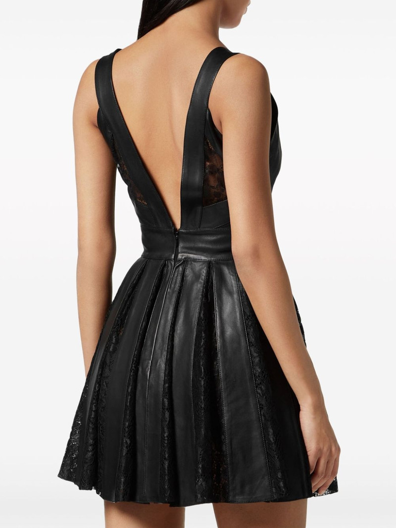 sheer-panel leather minidress 3