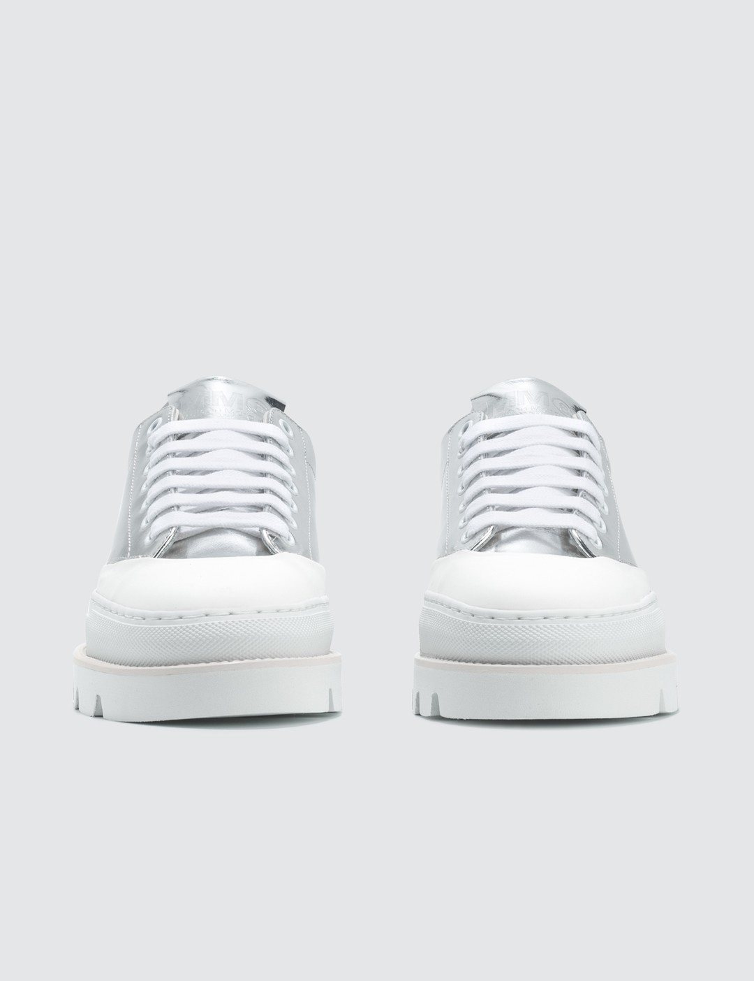 SILVER & WHITE PLATFORM SNEAKERS - 2