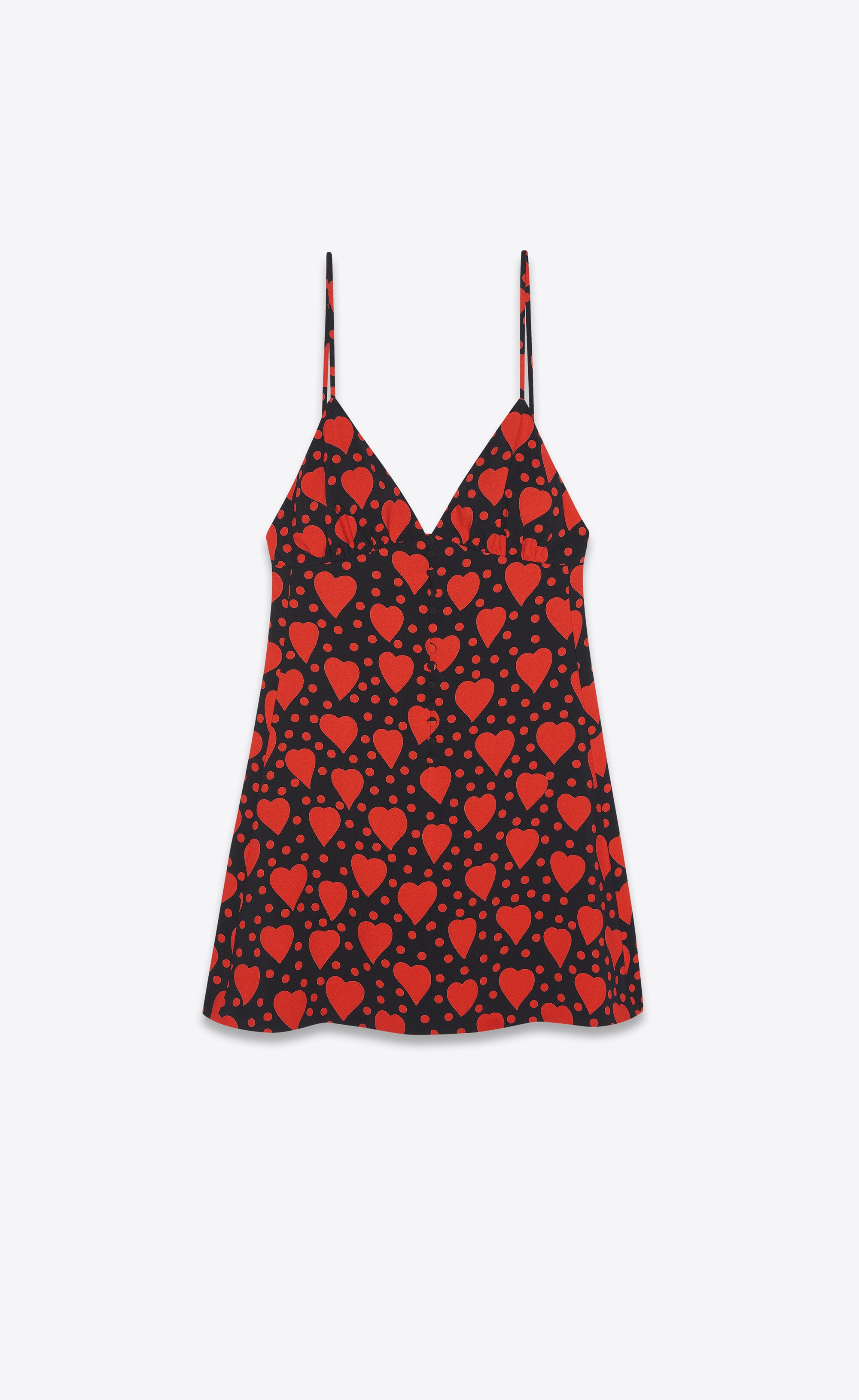 sleeveless dress in heart and dot-print sablé - 1