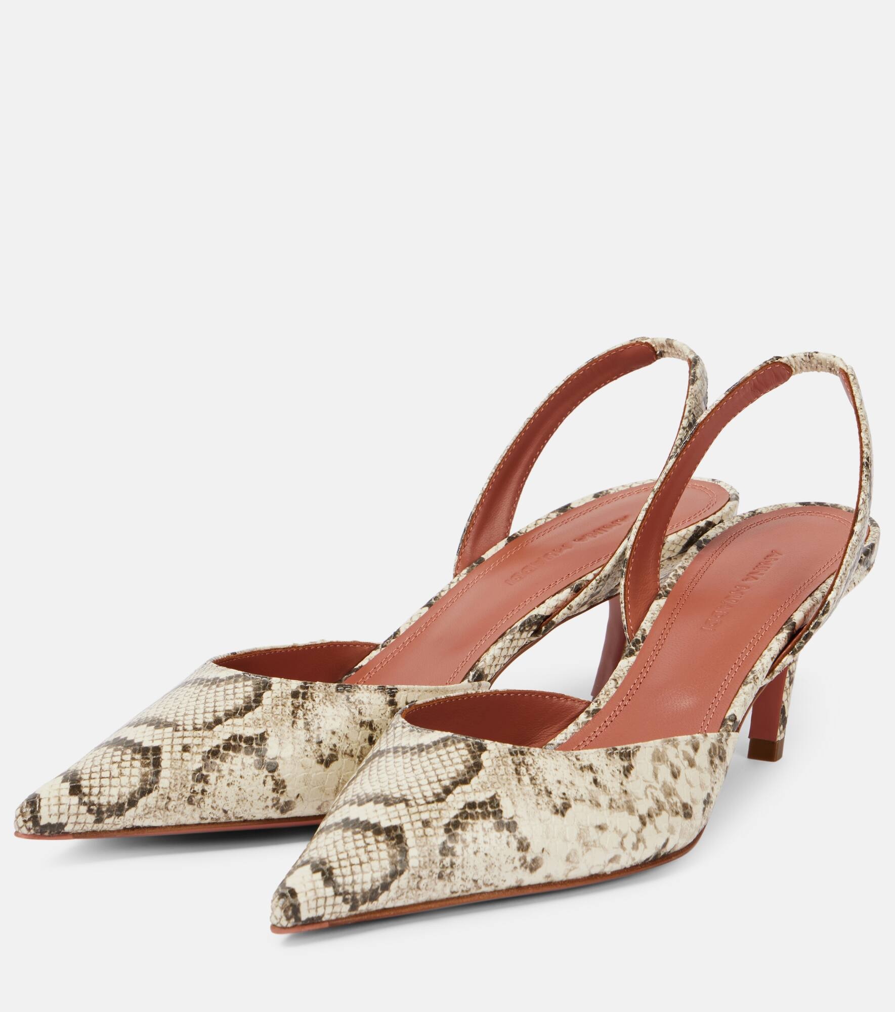Sofia snake-print leather slingback pumps - 4