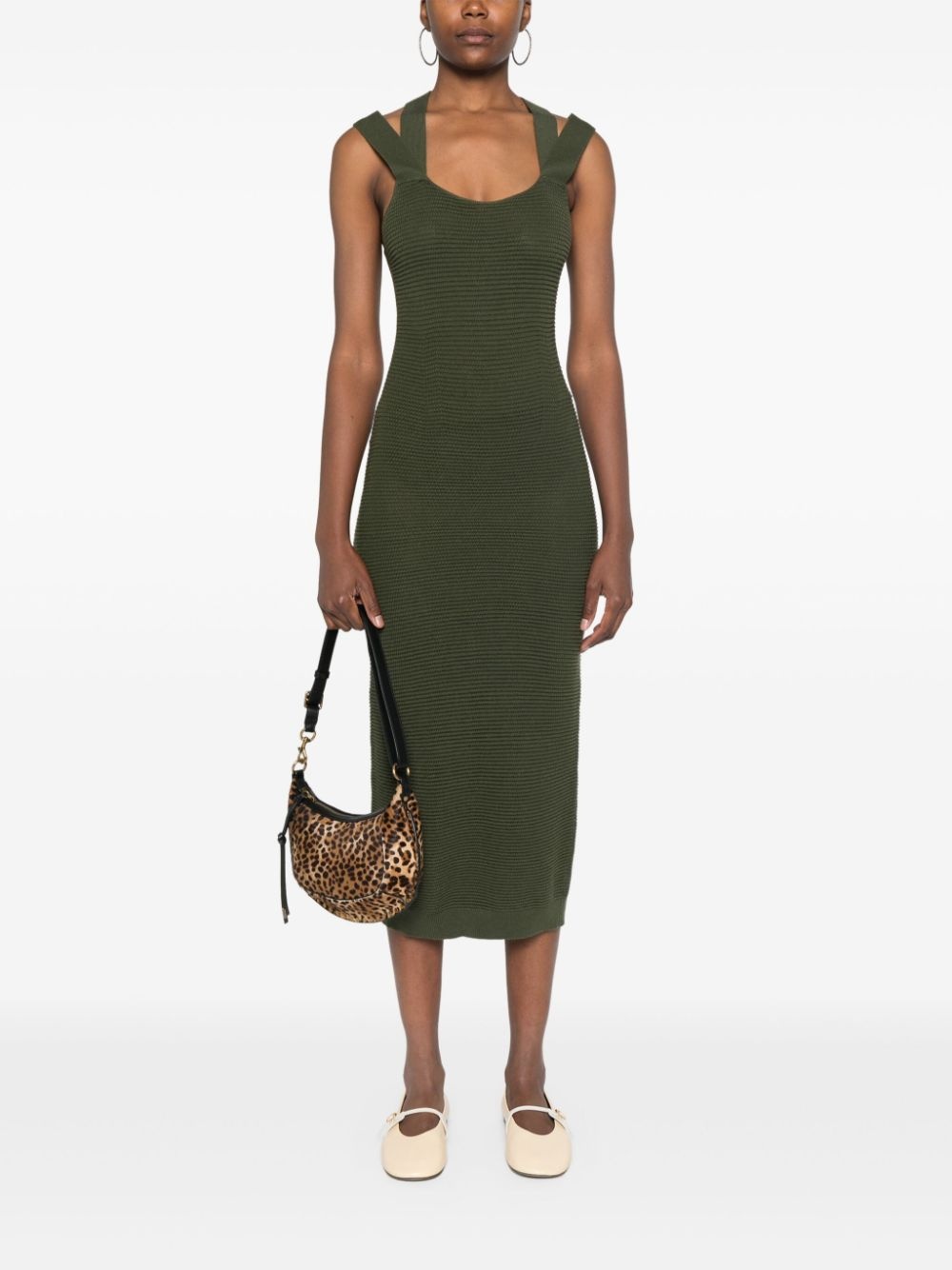 criss-cross virgin wool midi dress - 2
