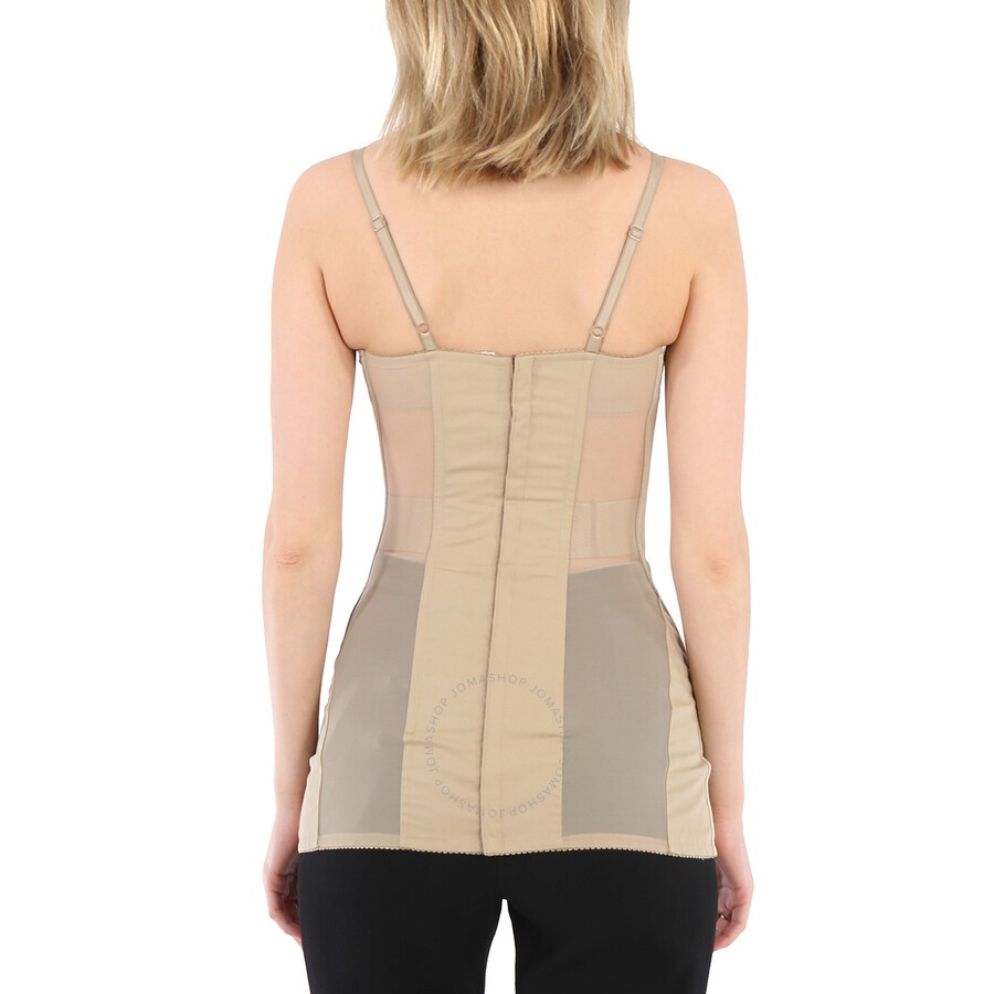 Burberry Ladies Pale Honey Mesh Panel Detail Cotton Bodice - 8