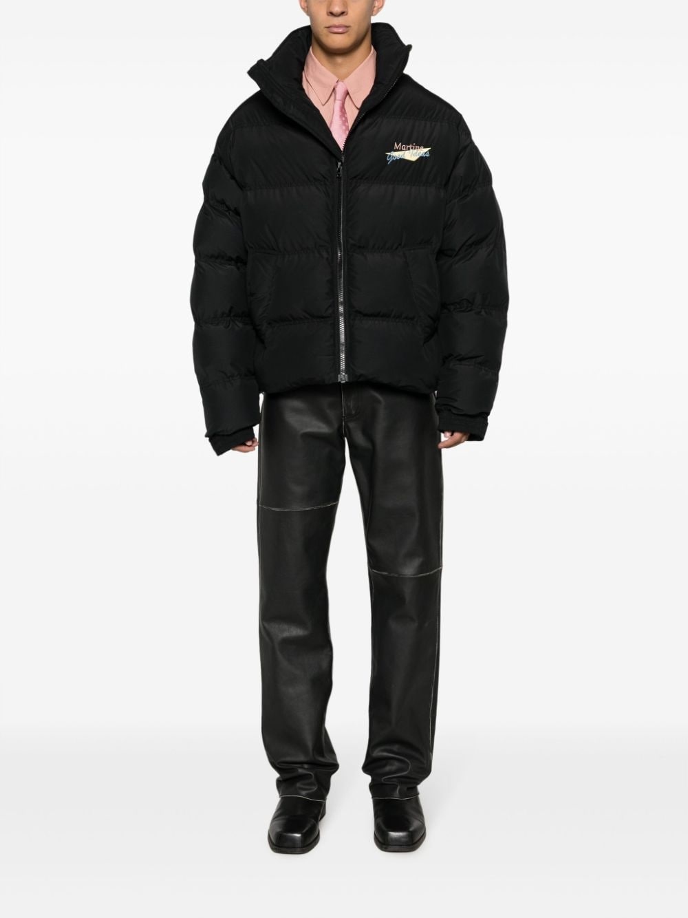 logo-embroidered padded jacket - 2