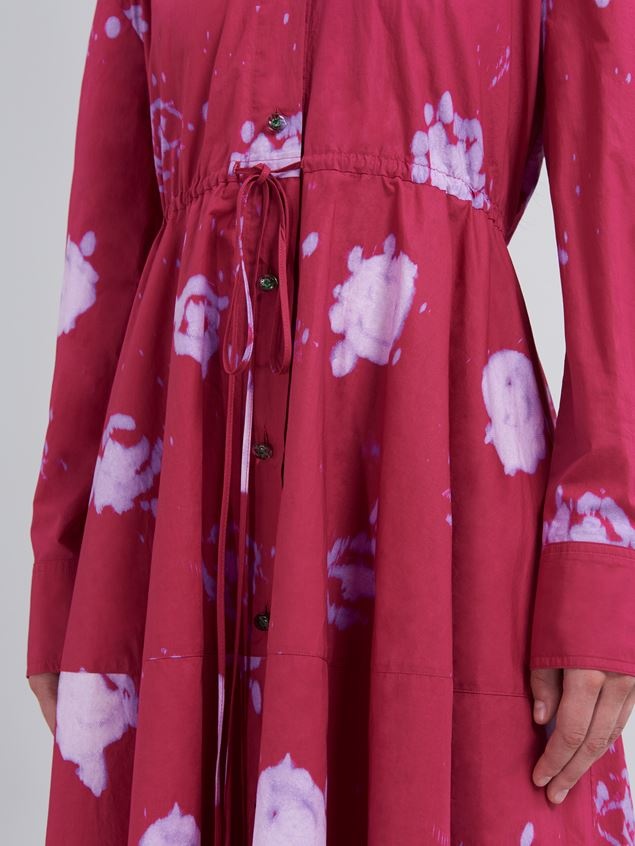 FADED ROSES PRINT POPLIN SHIRT DRESS - 5