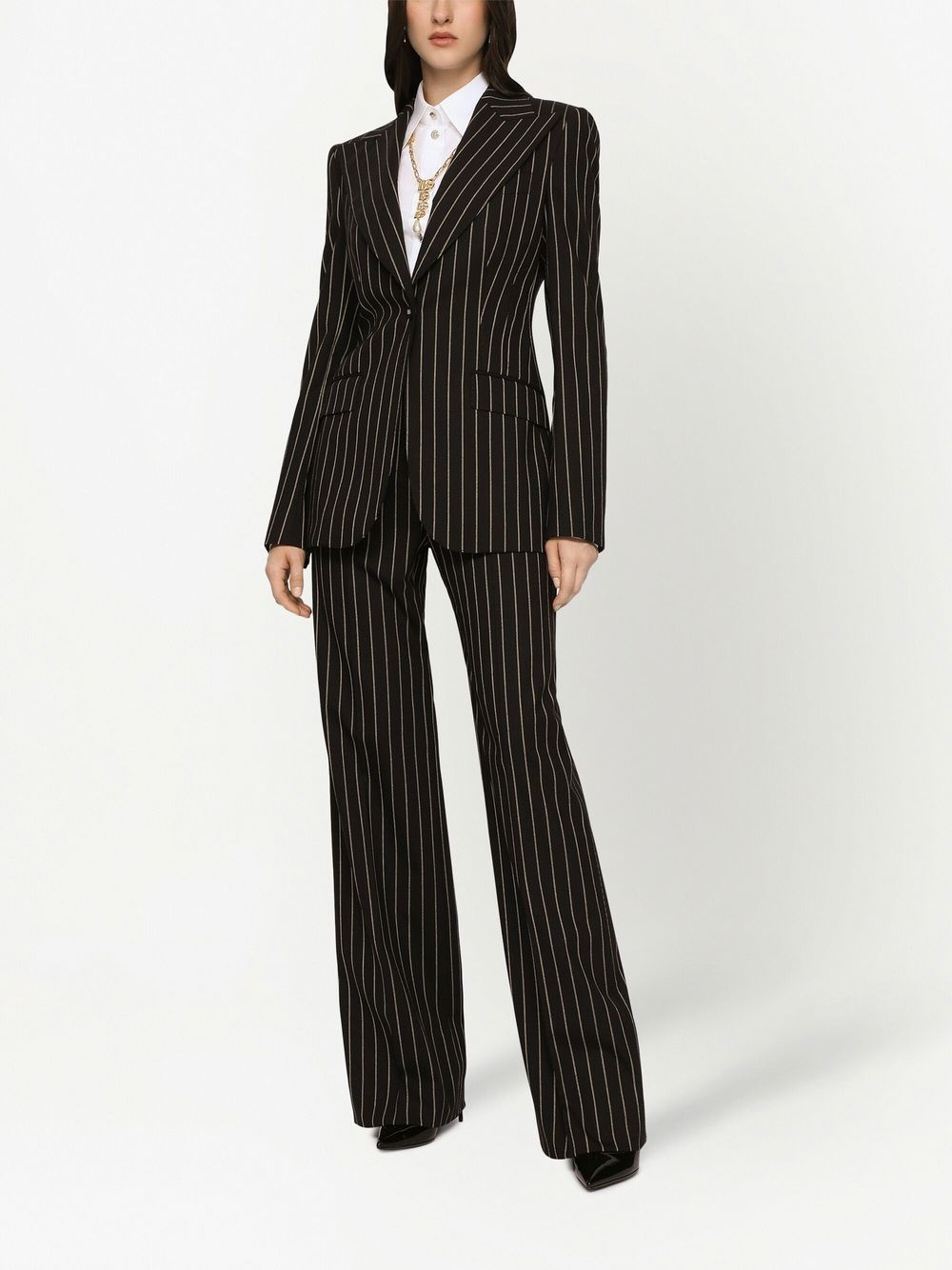 pinstripe wide-leg trousers - 3