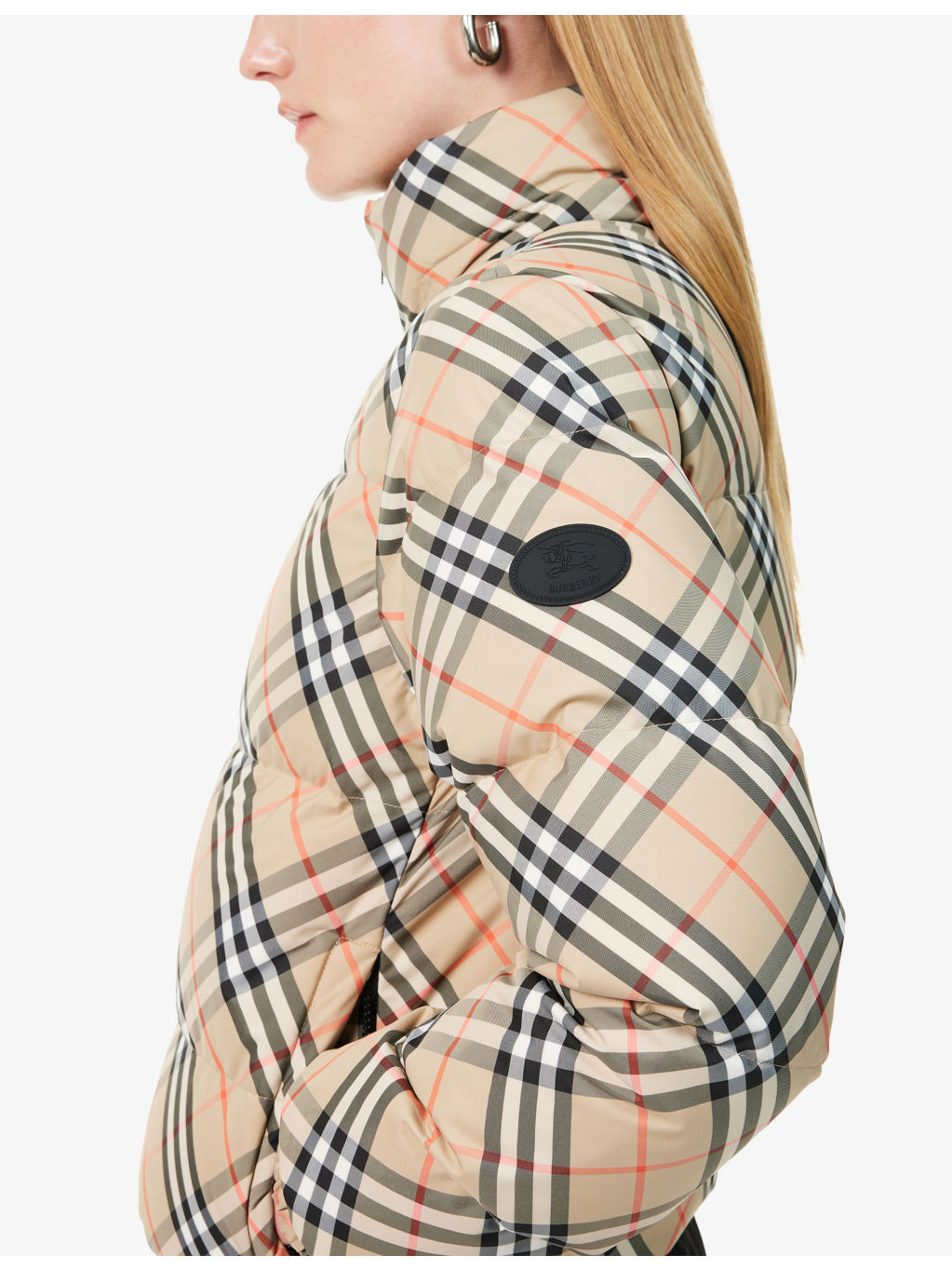 Check-Print Hooded Shell-Down Jacket - 5
