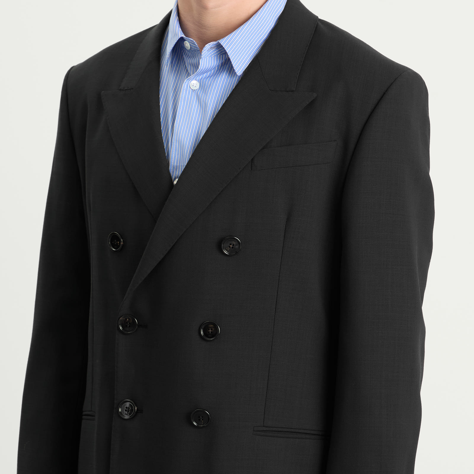 AMI Paris Light Wool Twill 6 Button Jacket - 5
