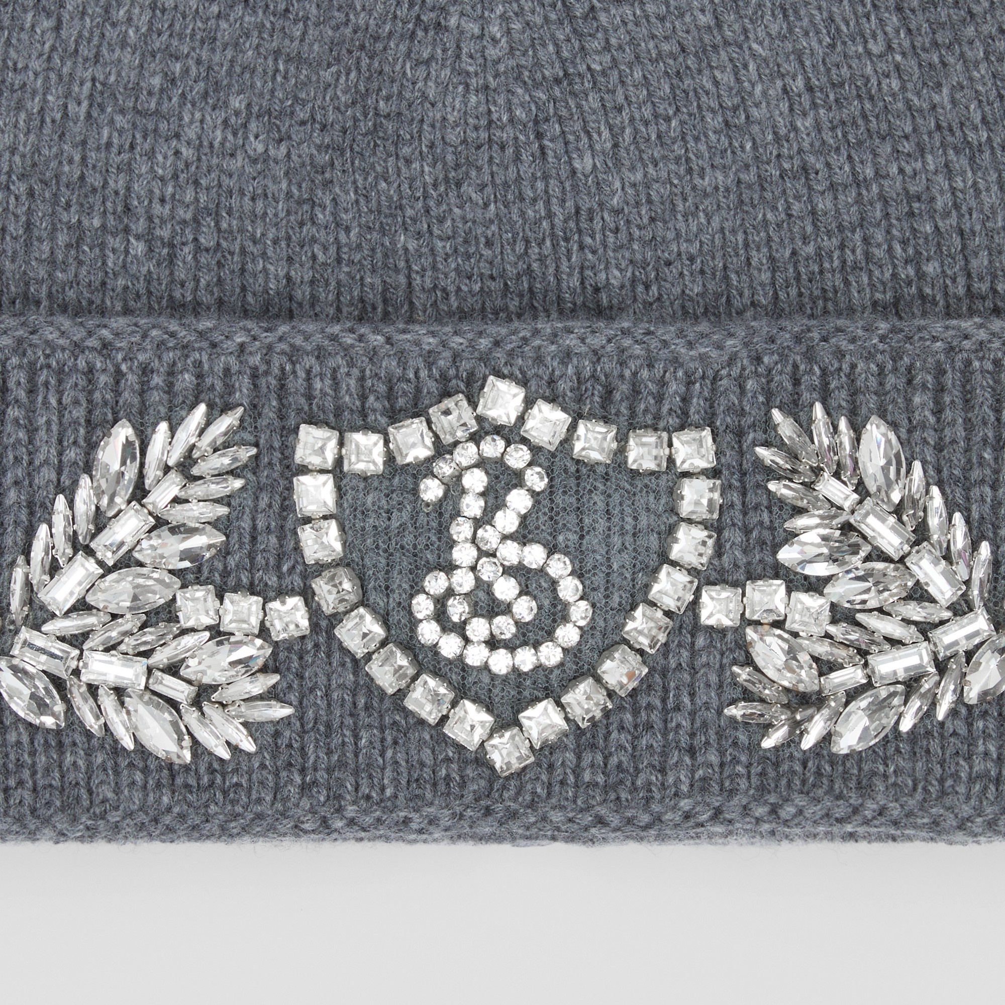 Crystal Oak Leaf Crest Wool Cashmere Beanie - 2