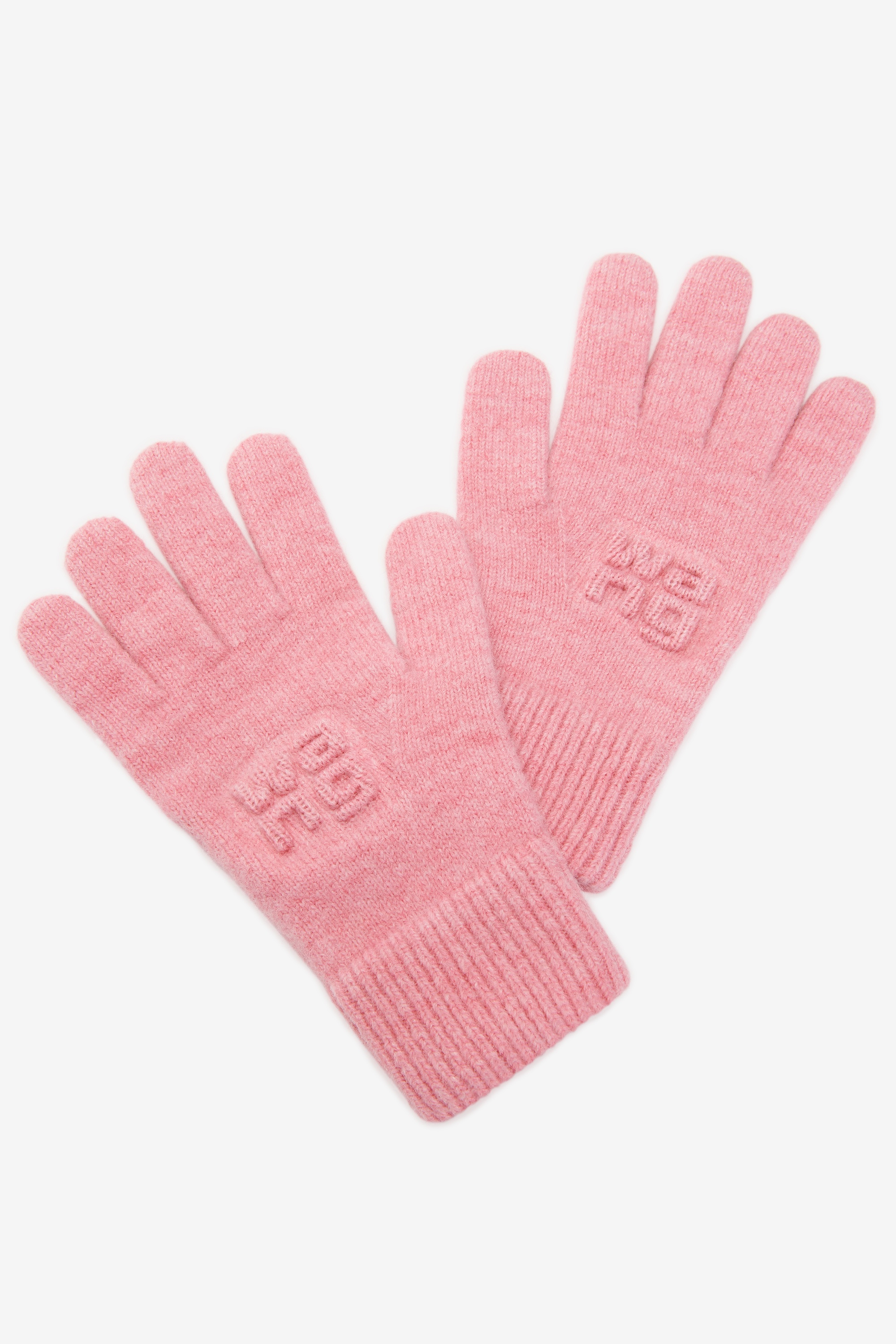 embossed logo gloves in stretch wool - 2