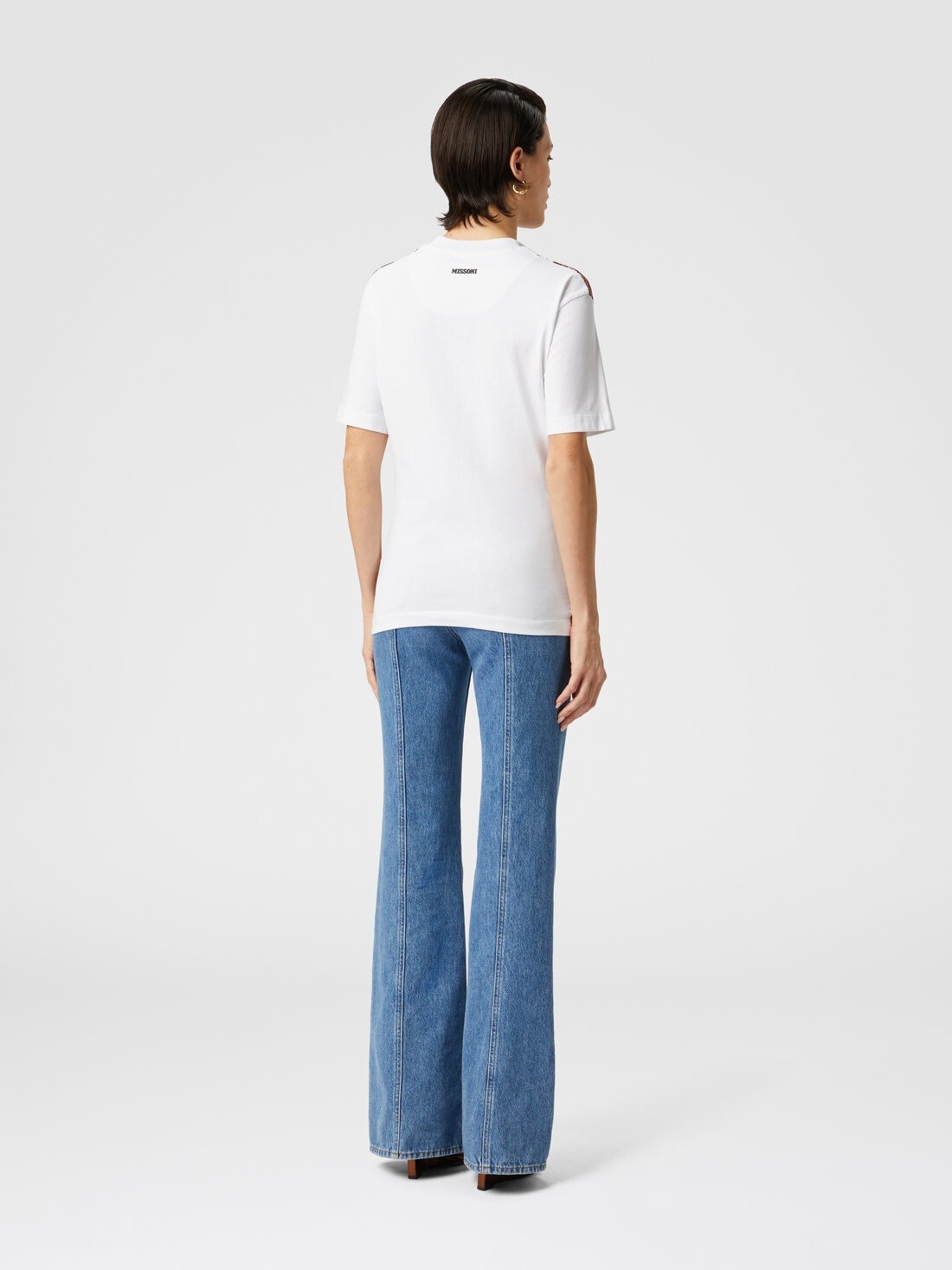 Crewneck T-shirt with lamé zig zag knit insert - 3