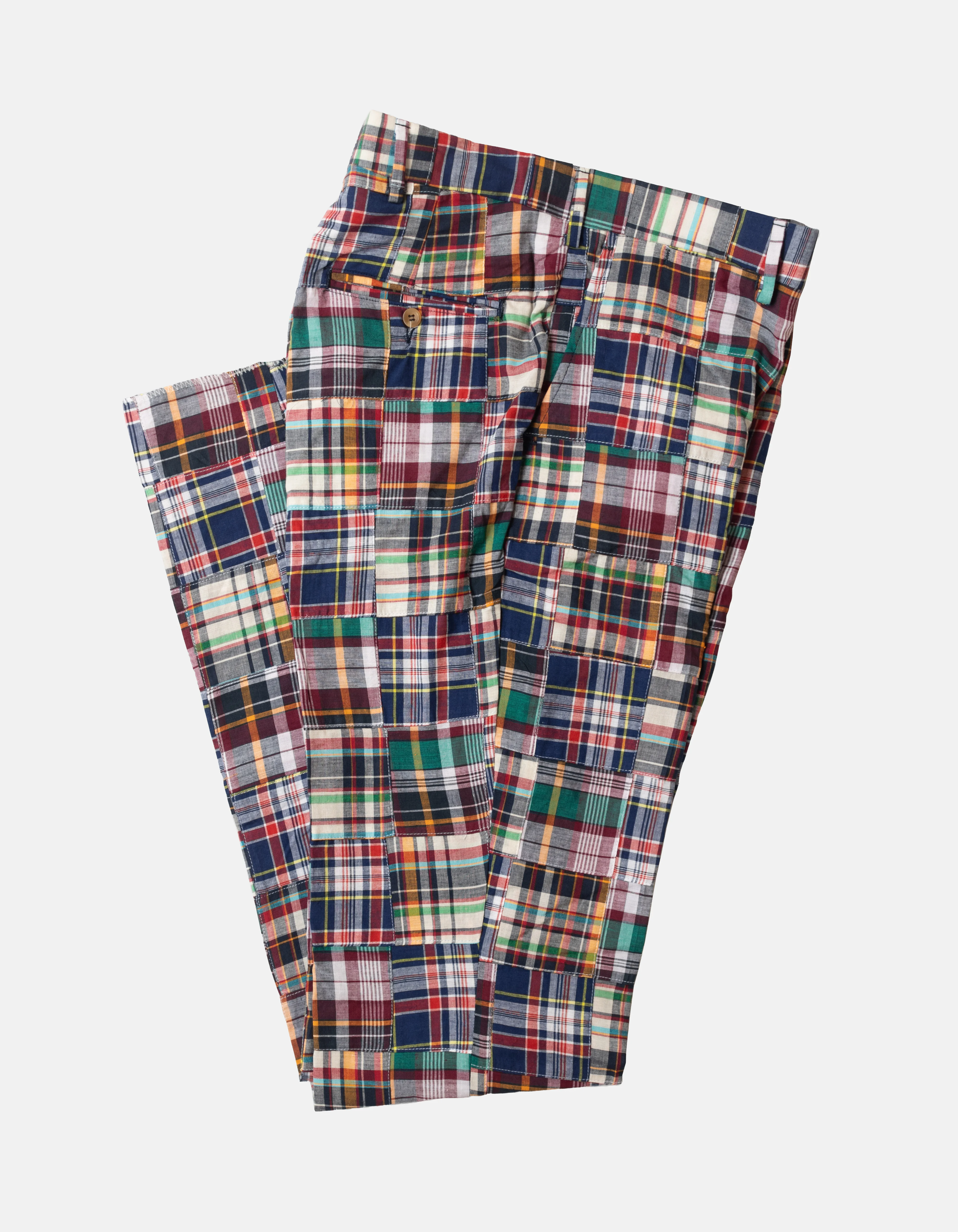 MADE-IN-USA RED, NAVY & GOLD PATCHWORK MADRAS TROUSER - 1