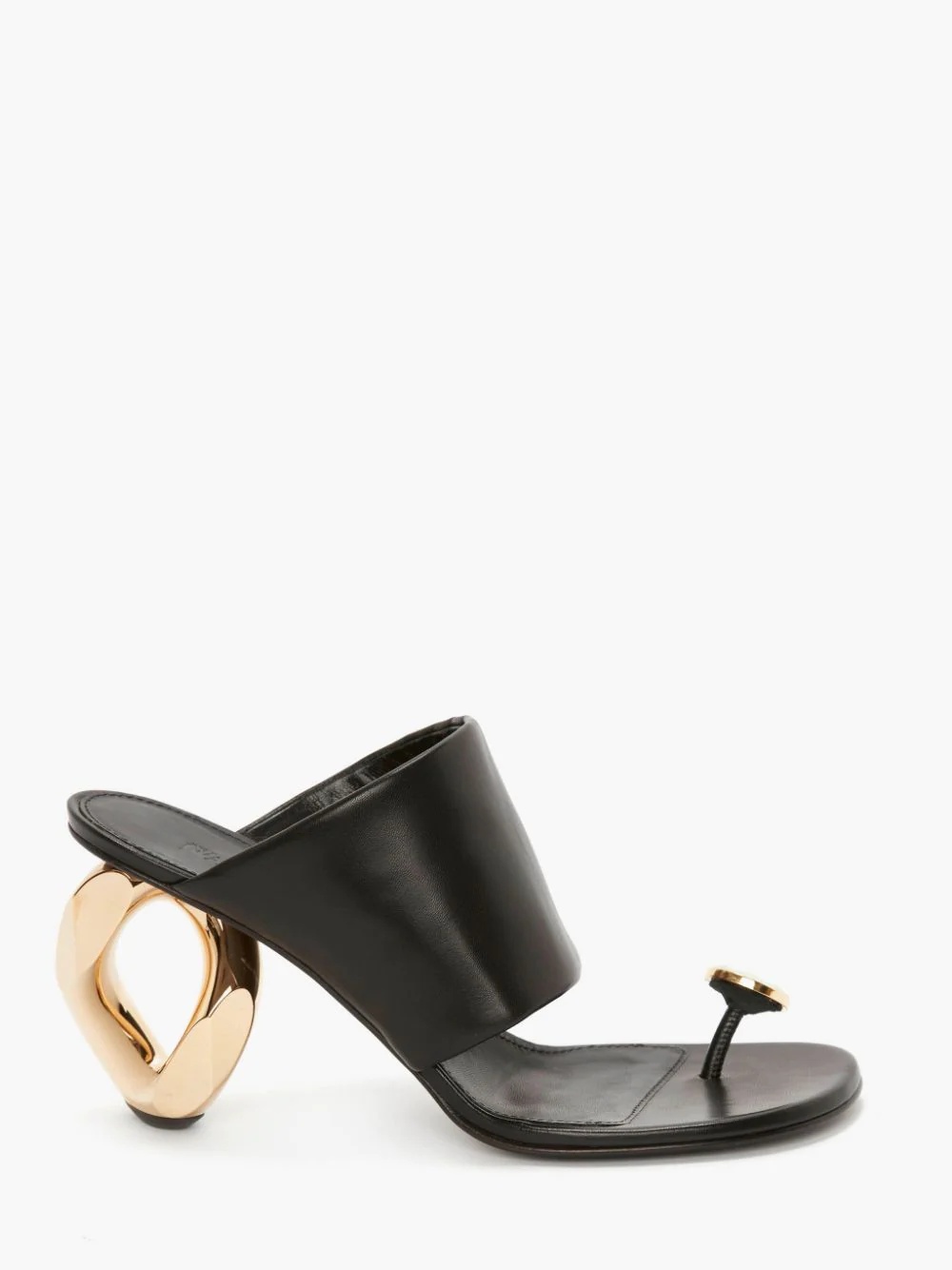 LEATHER DIAMOND CHAIN HEEL SANDAL - 1