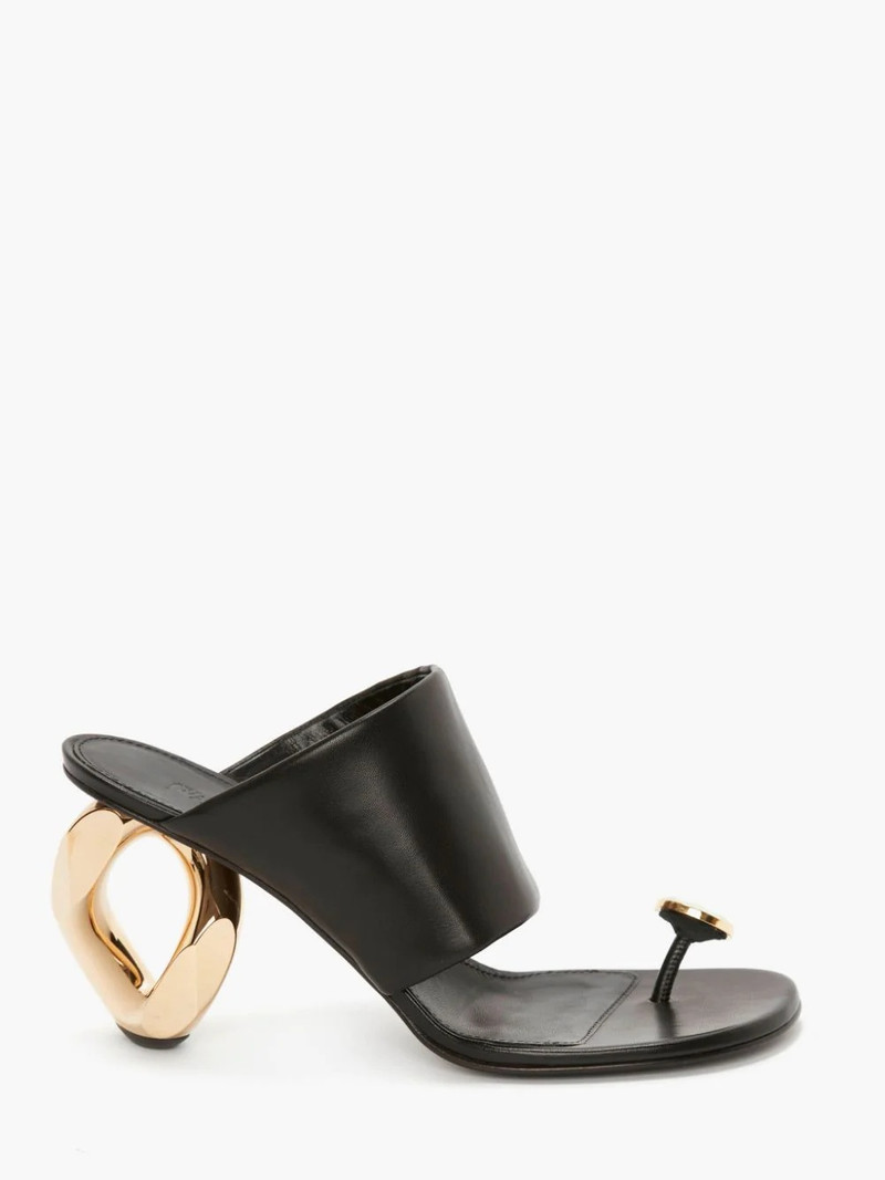 LEATHER DIAMOND CHAIN HEEL SANDAL 1