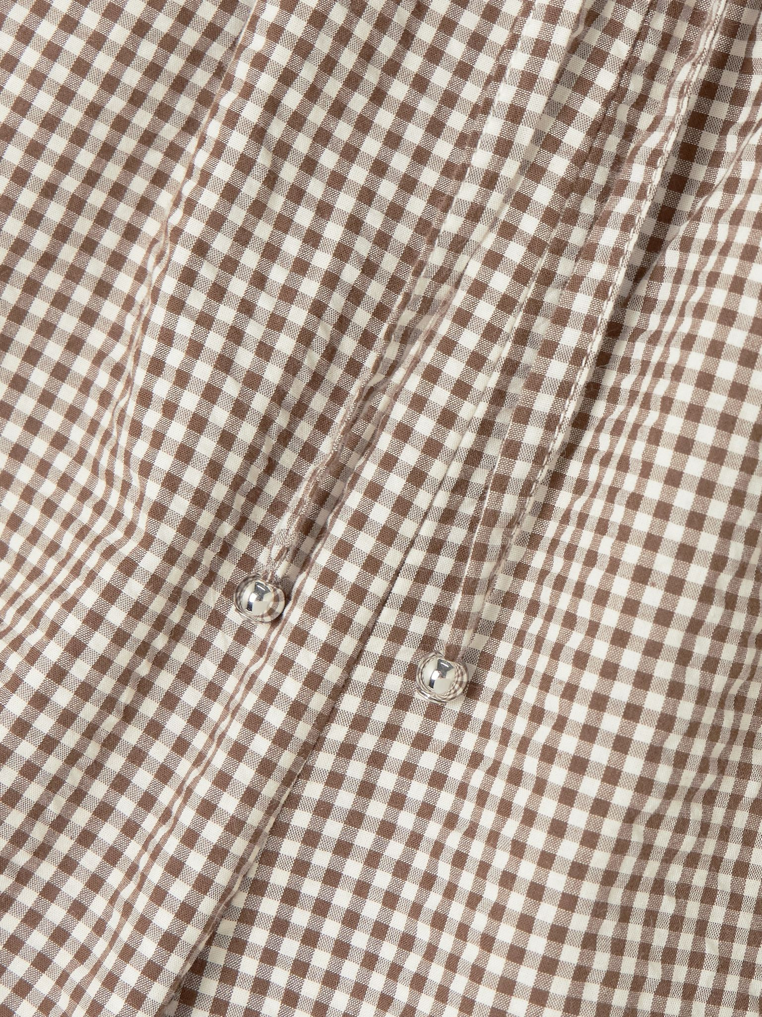 Tjana gingham cotton-blend shorts Taupe - 4