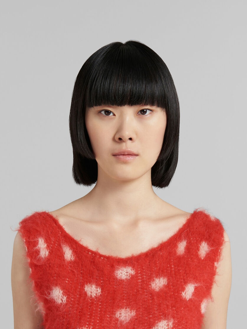 RED MOHAIR SLEEVELESS JUMPER WITH POLKA DOTS - 4