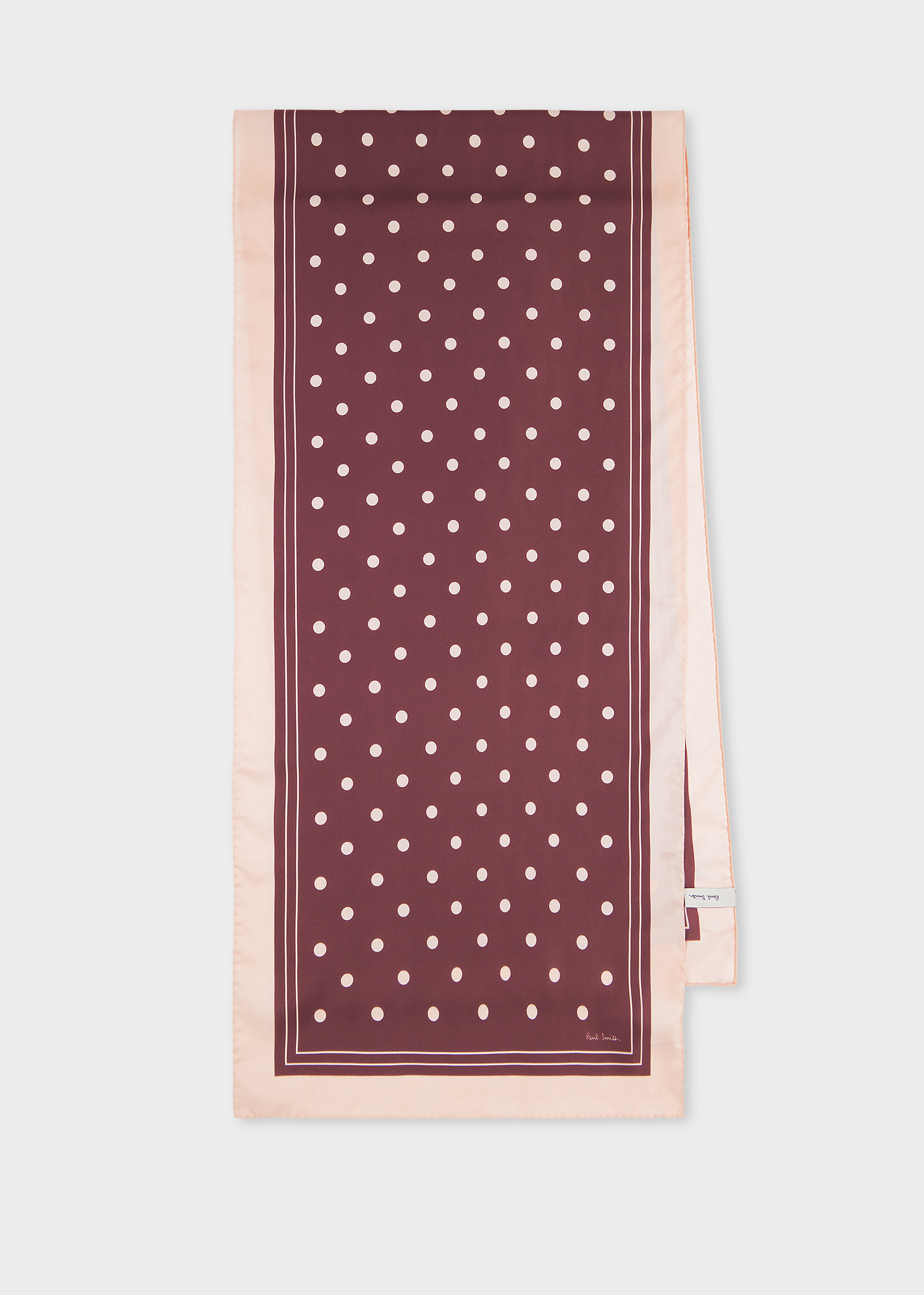Women's Burgundy and Pink Silk Polka Dot Scarf - 1