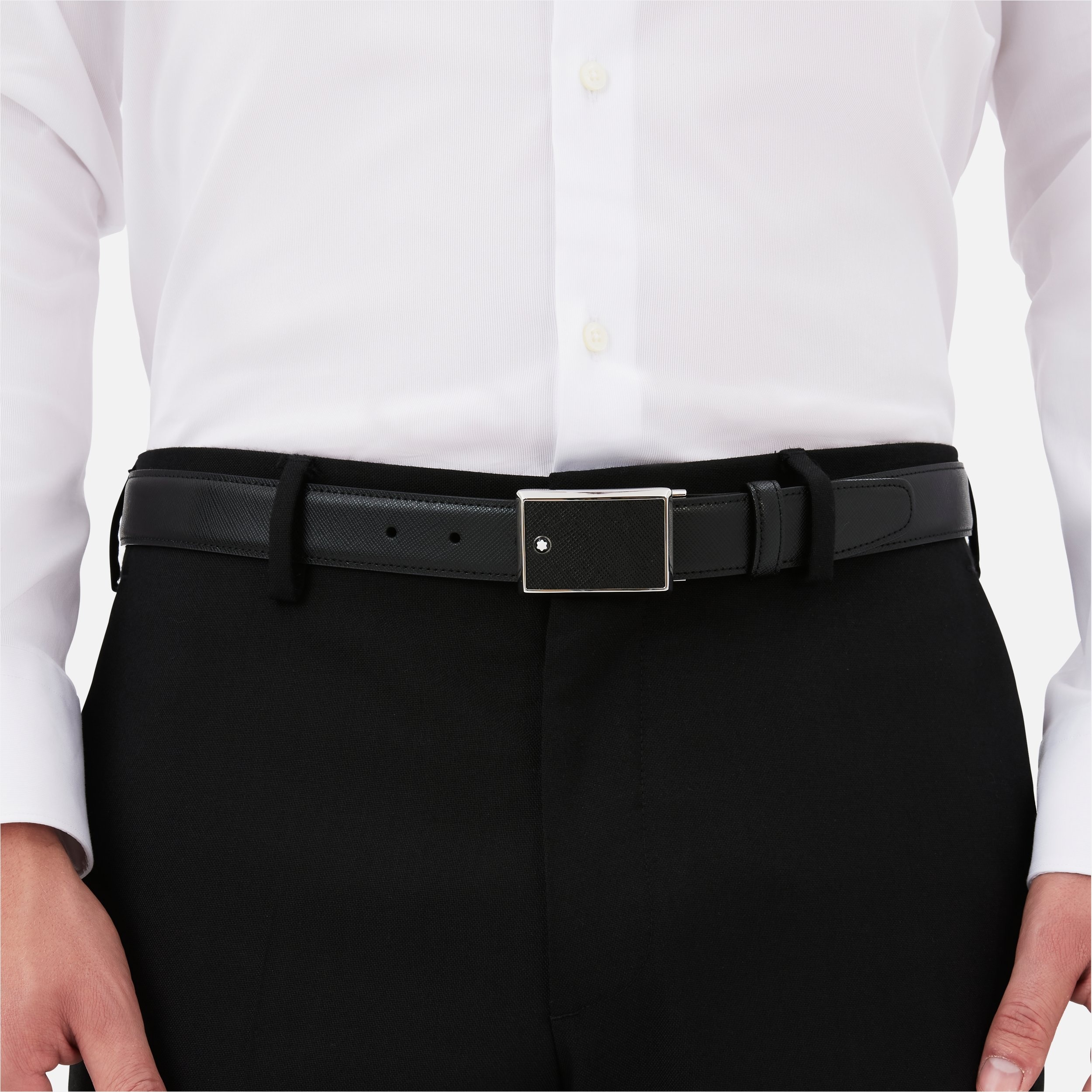 Black 30 mm leather belt - 5