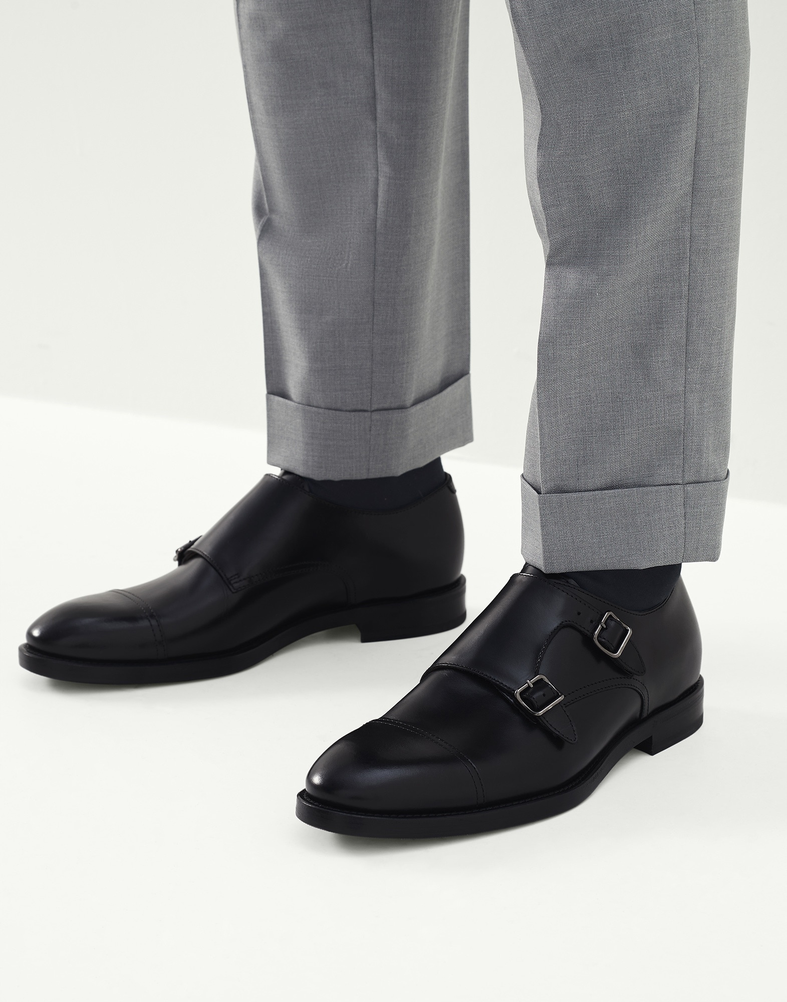 Double monk strap cap toe shoes in smart calfskin - 5