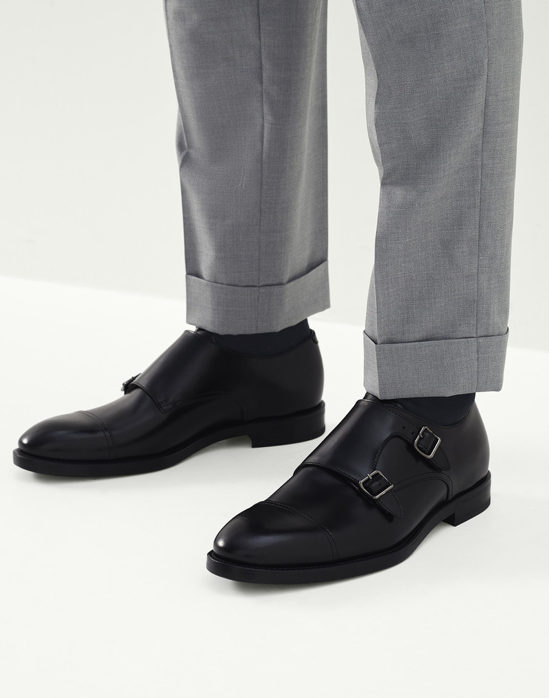Brunello Cucinelli Double monk strap cap toe shoes in smart calfskin outlook