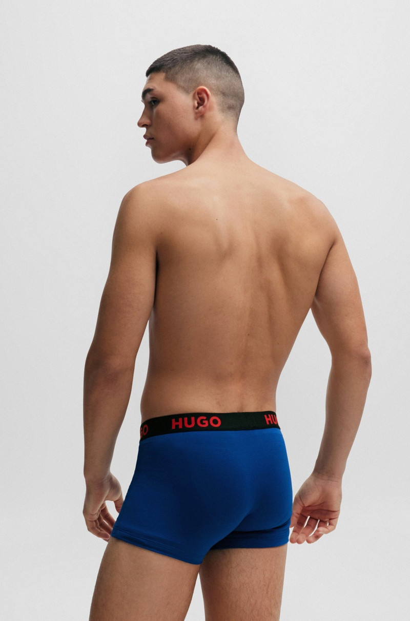 HUGO THREE-PACK OF STRETCH-JERSEY TRUNKS WITH LOGO WAISTBANDS outlook