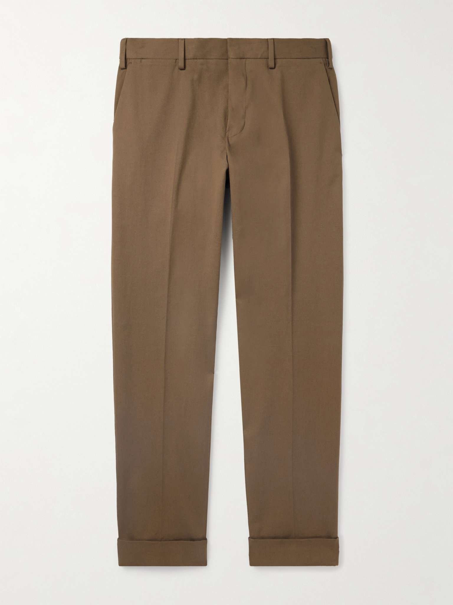 Straight-Leg Stretch-Cotton Twill Trousers - 1