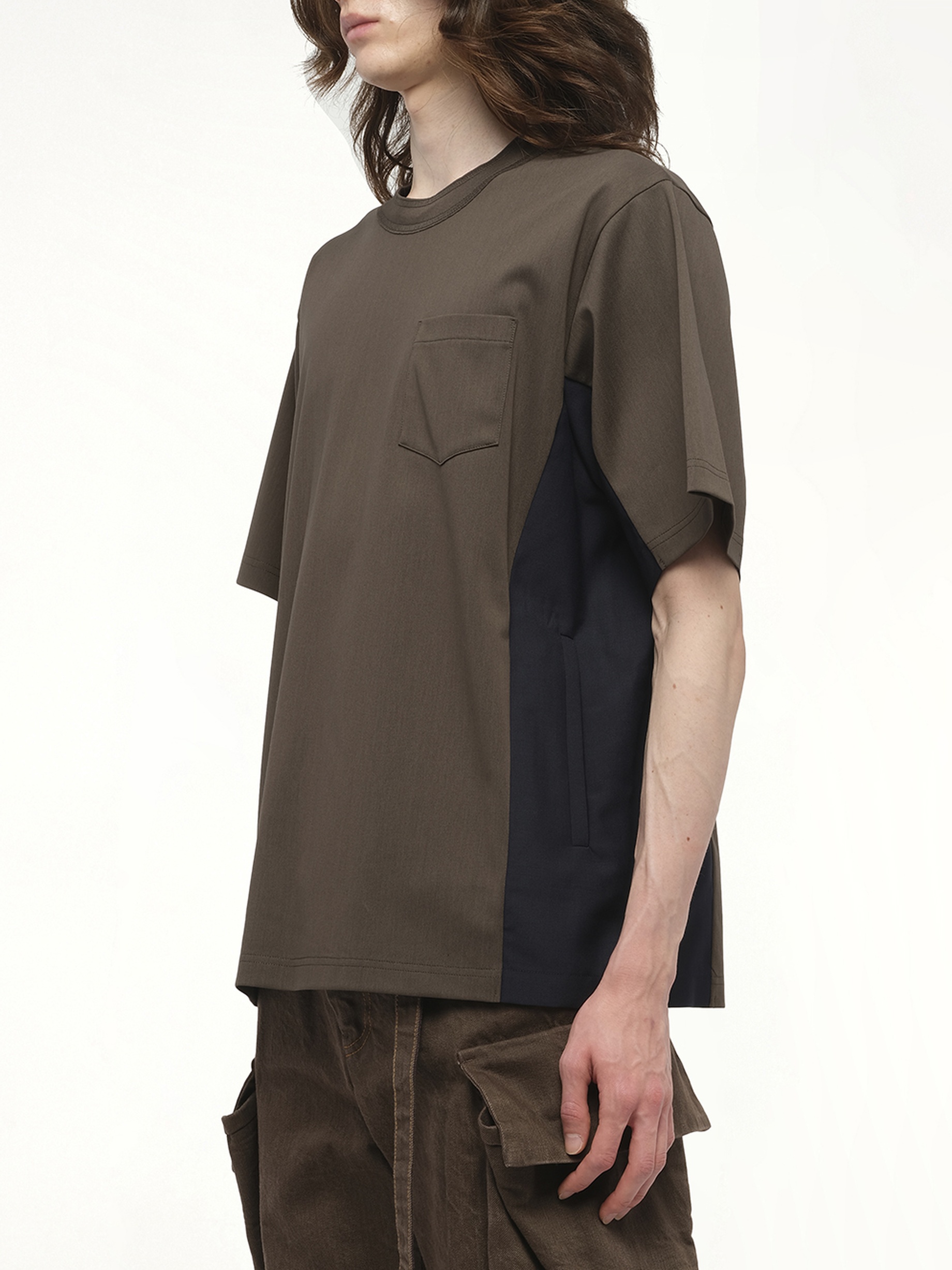 Suiting x Cotton Jersey T-Shirt in Khaki/Navy - 5