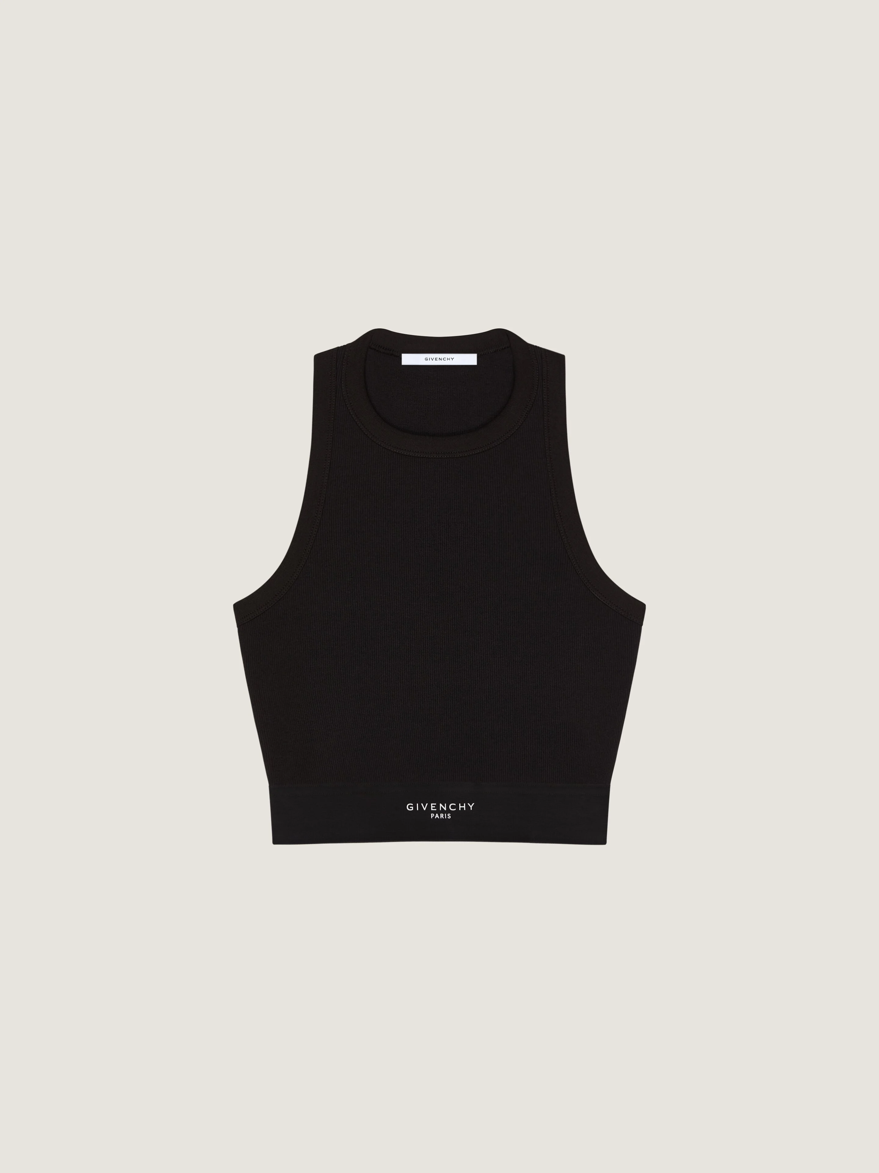 CROPPED TANK TOP IN COTTON WITH GIVENCHY BAND - 1