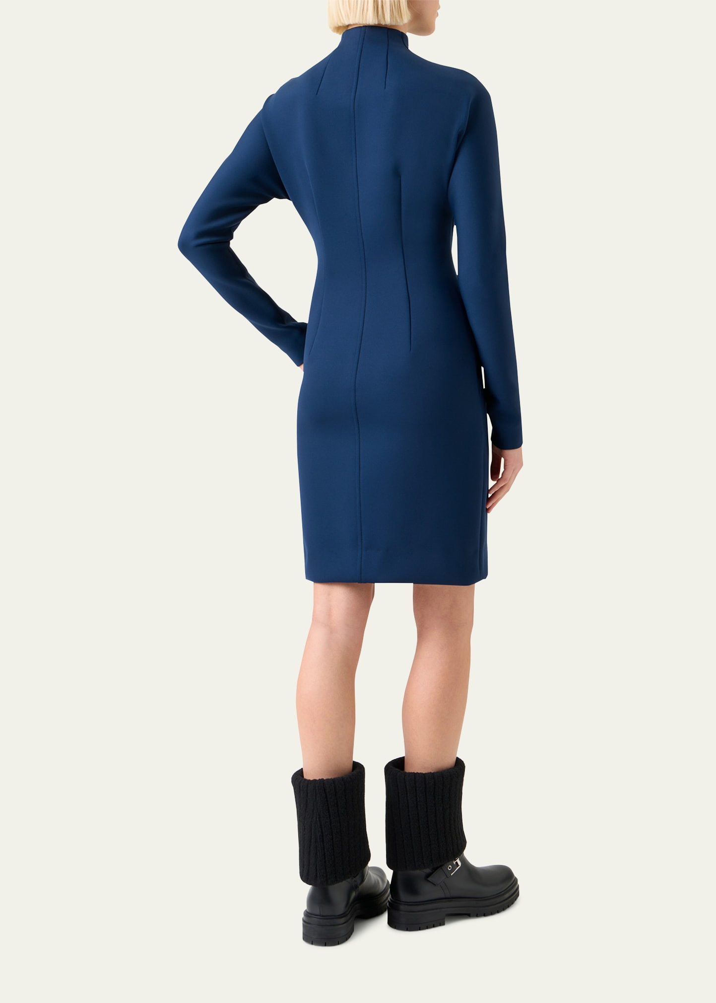 Techno Neoprene Long-Sleeve Zip-Front Dress - 3