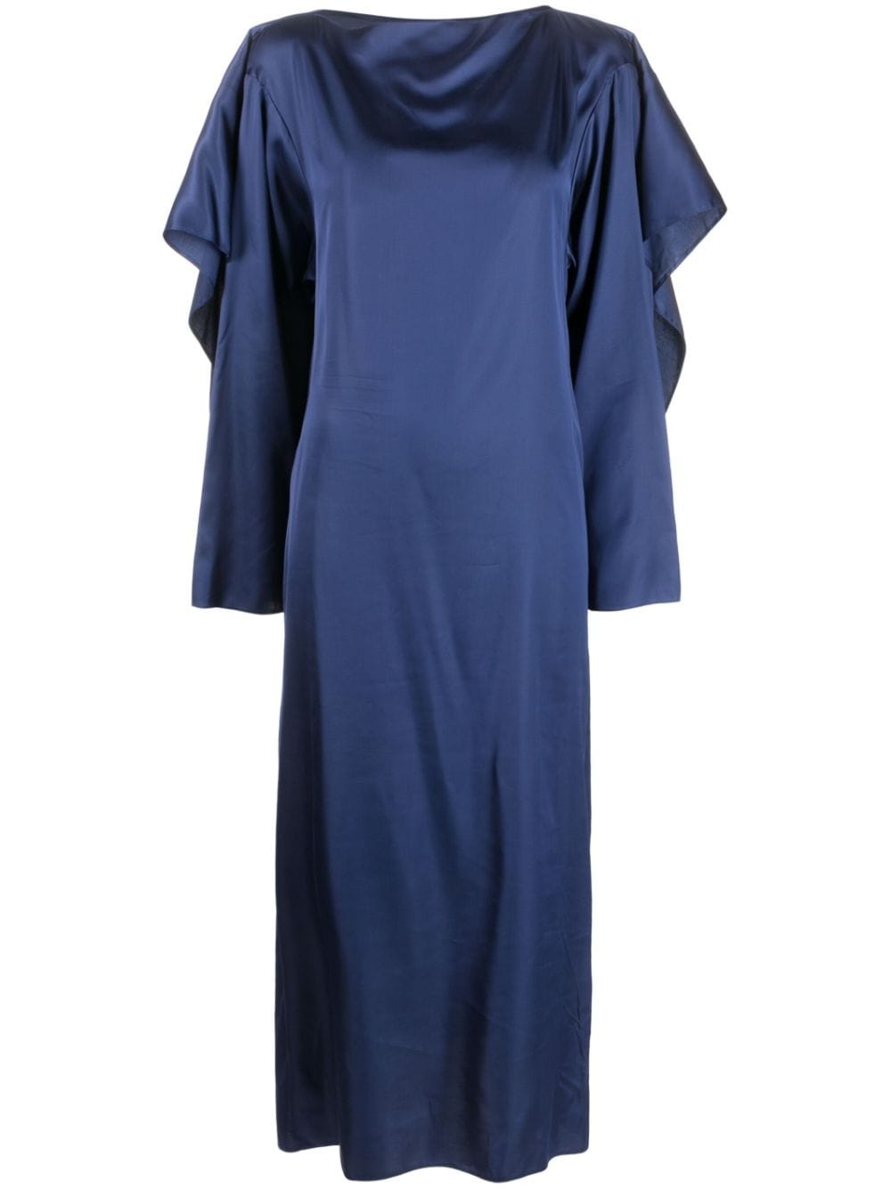 long-sleeve satin midi dress - 1