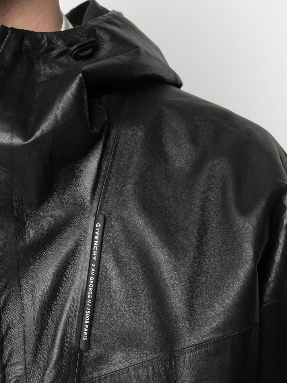 hooded leather jacket - 5