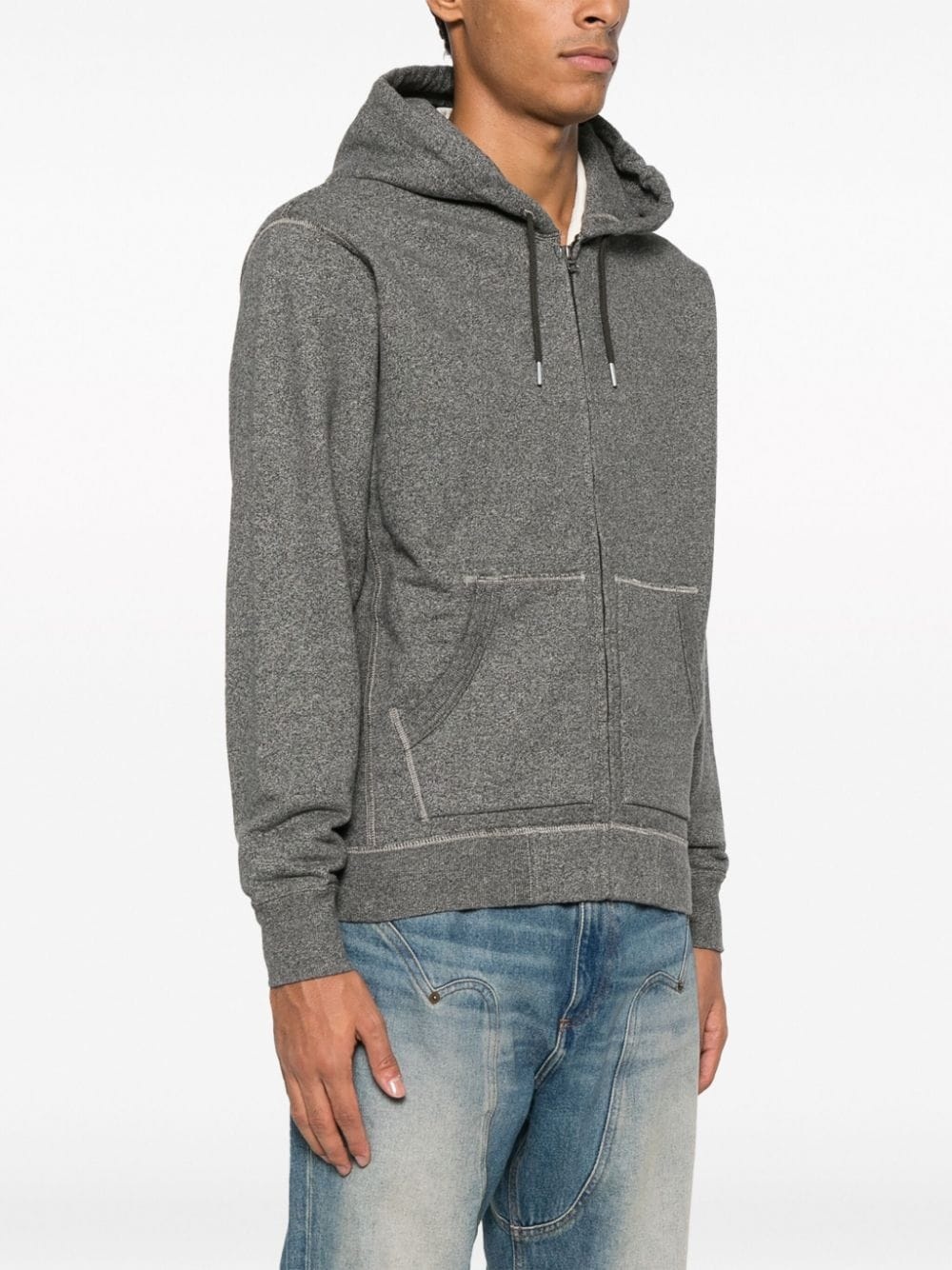 zip-up cotton hoodie - 3