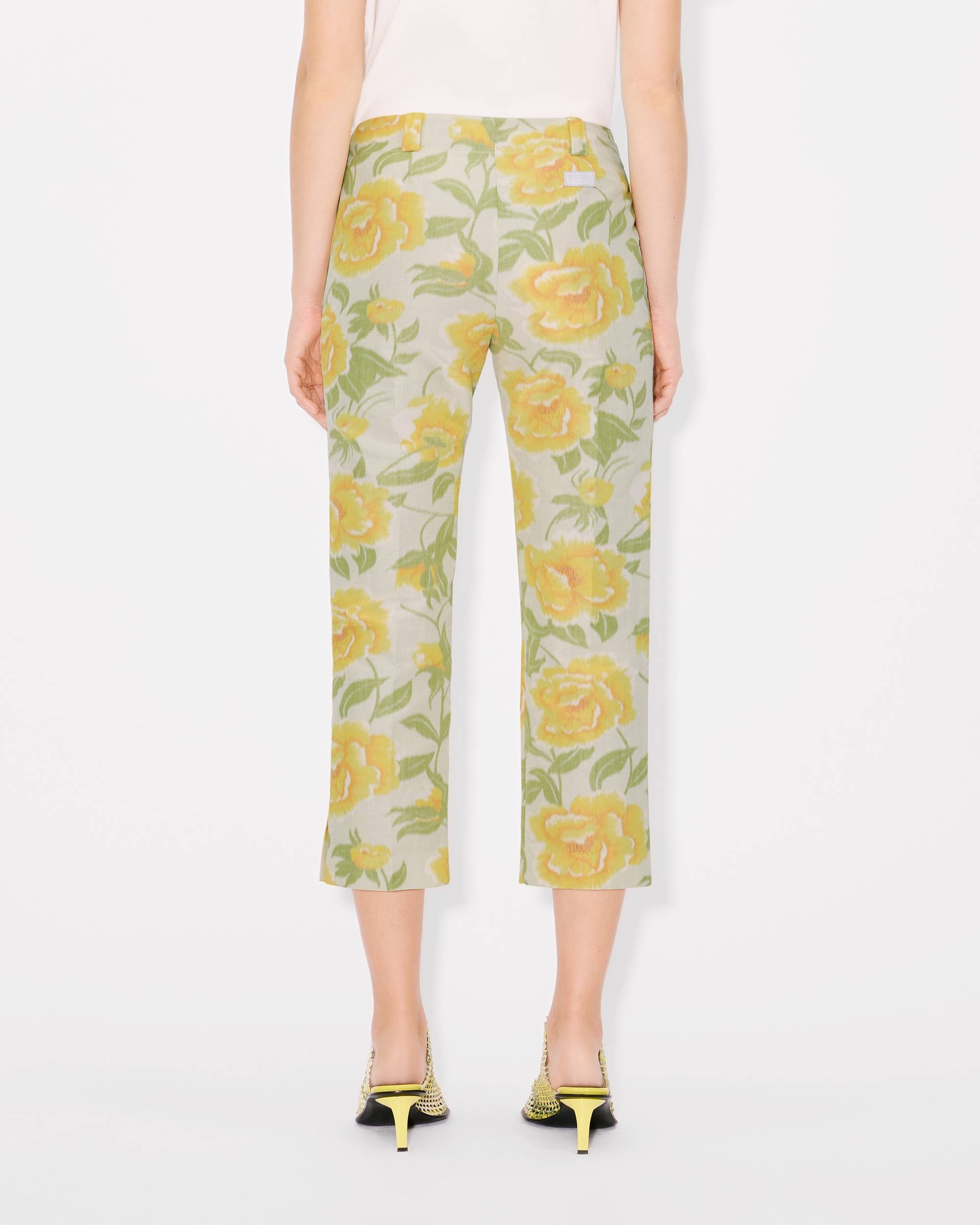 'KENZO Peonies' cropped pants in cotton linen jacquard - 5