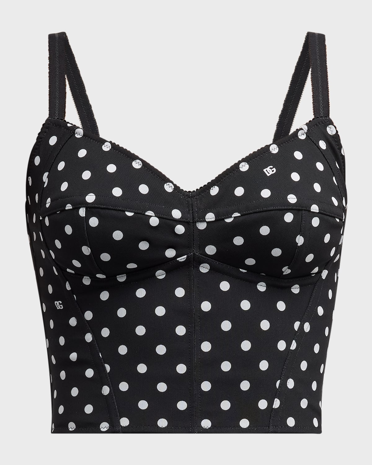 Logo Polka-Dot Print Marquisette Bustier Top - 1