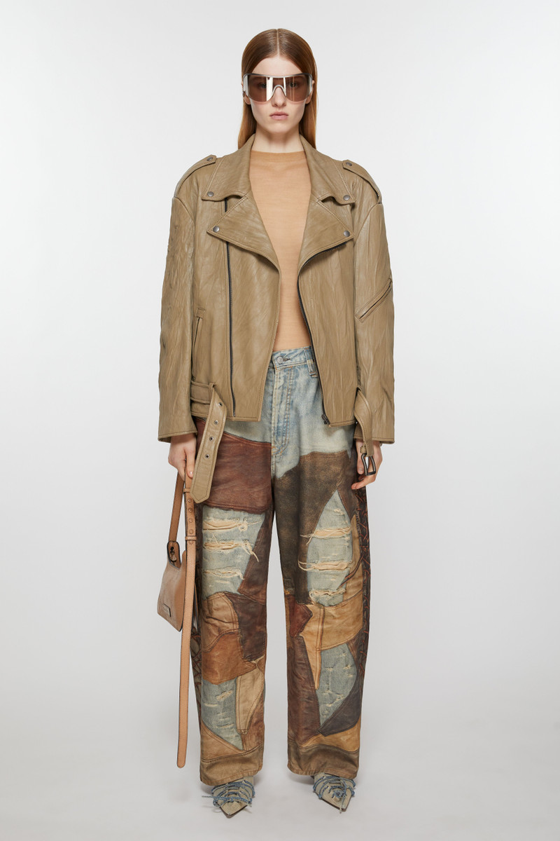 Acne Studios Crinkled leather biker jacket - Brown outlook