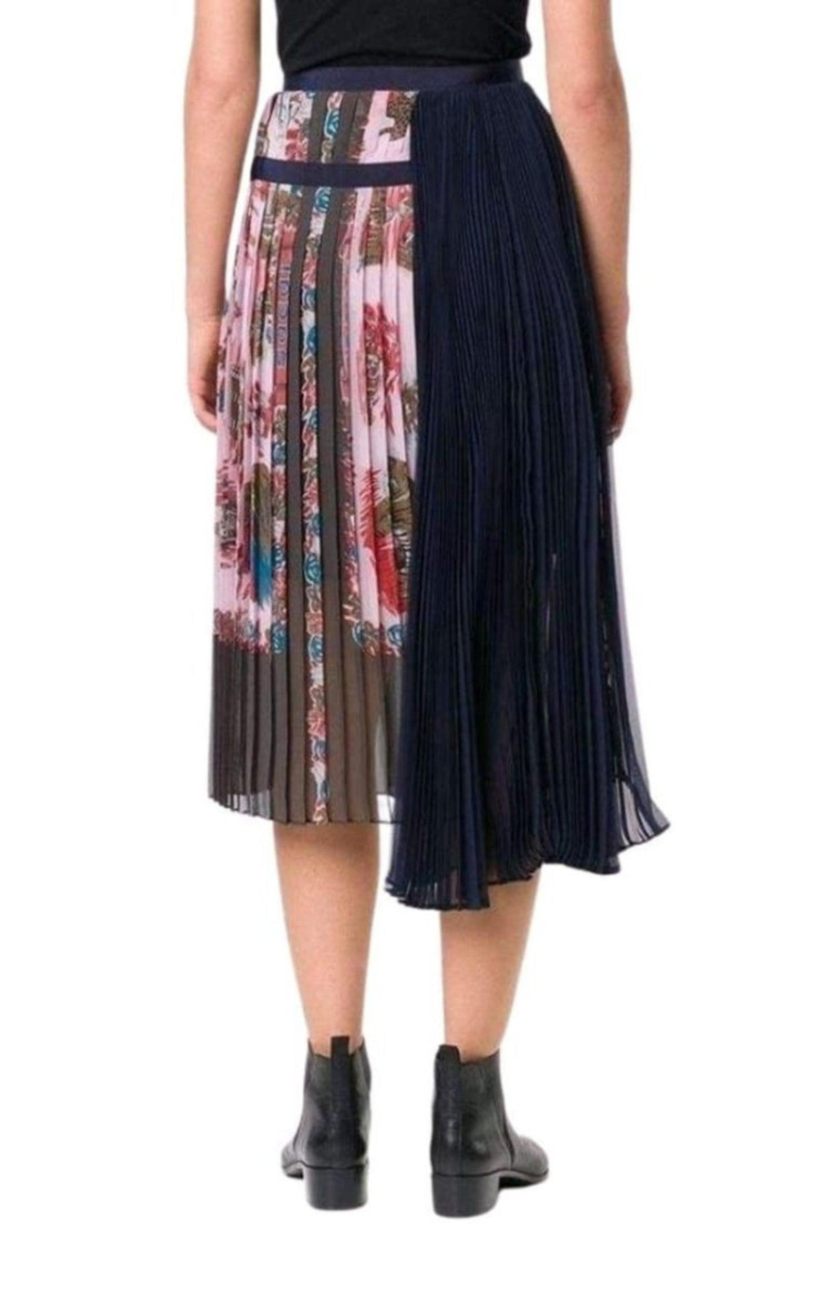 Souvenir Scarf Print Pleated Skirt - 4