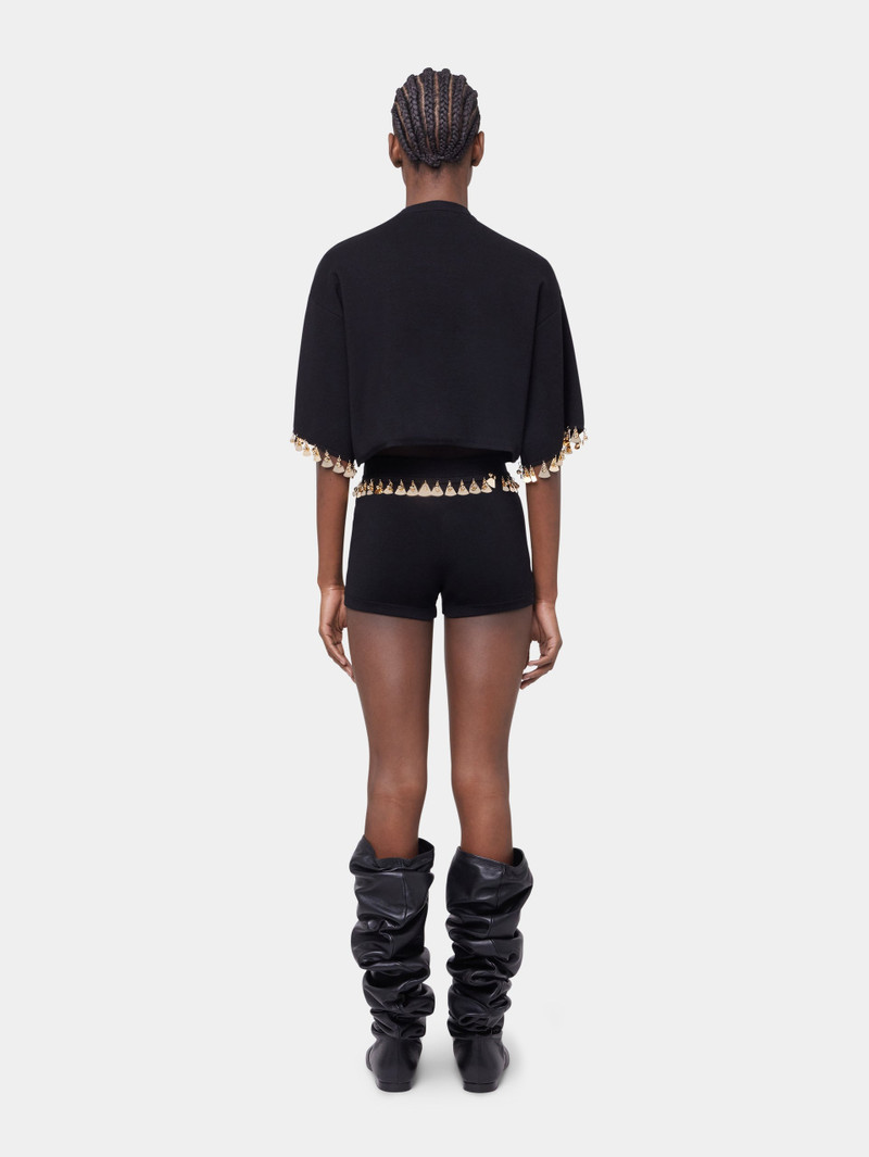 코튼과 실크 KNIT에 블랙 CROP JUMPER 5