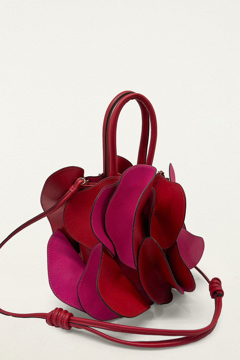 FARM RIO Pink Red Leather Flower Bag outlook