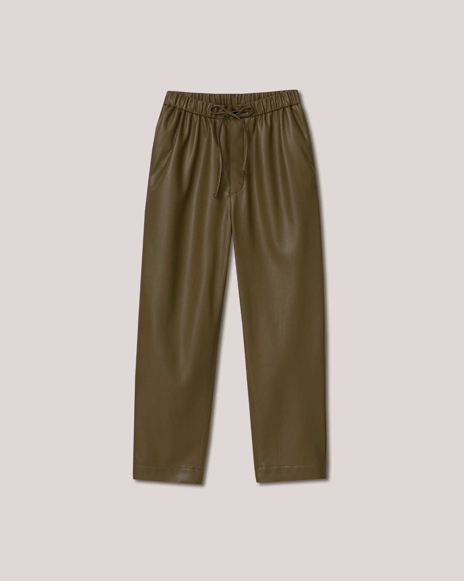 JAIN - Vegan leather relaxed pants - Olive - 1