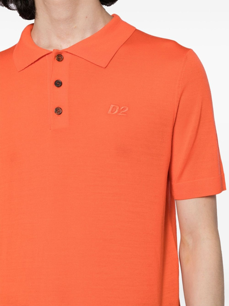 logo-embroidered virgin wool polo shirt 5