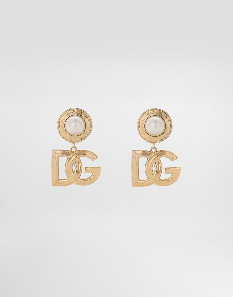Drop earrings with cabochon details and DG logo 1